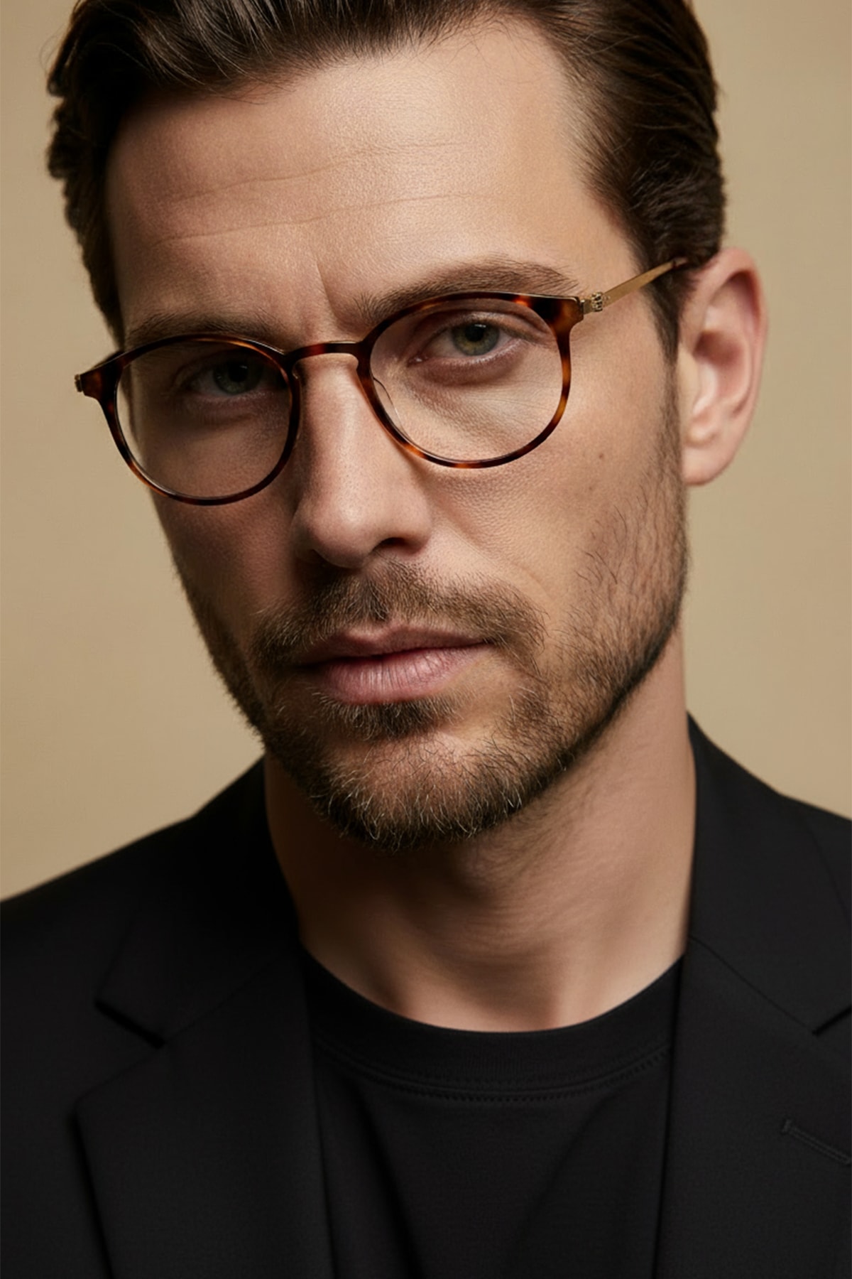 SİTRİN-2362-M | Yuvarlak Asetat Mavi Işık Koruyucu Gözlüğü - Leopar