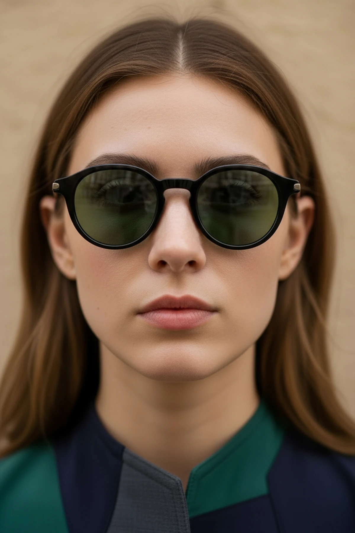 4005 | Yuvarlak Asetat Polarize Unisex Güneş Gözlüğü - Siyah