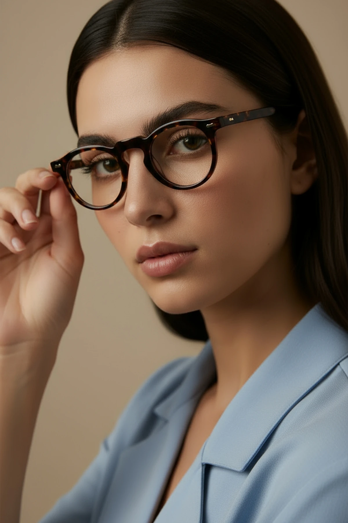 4006-M | Yuvarlak Asetat Mavi Işık Koruyucu Gözlüğü - Leopar