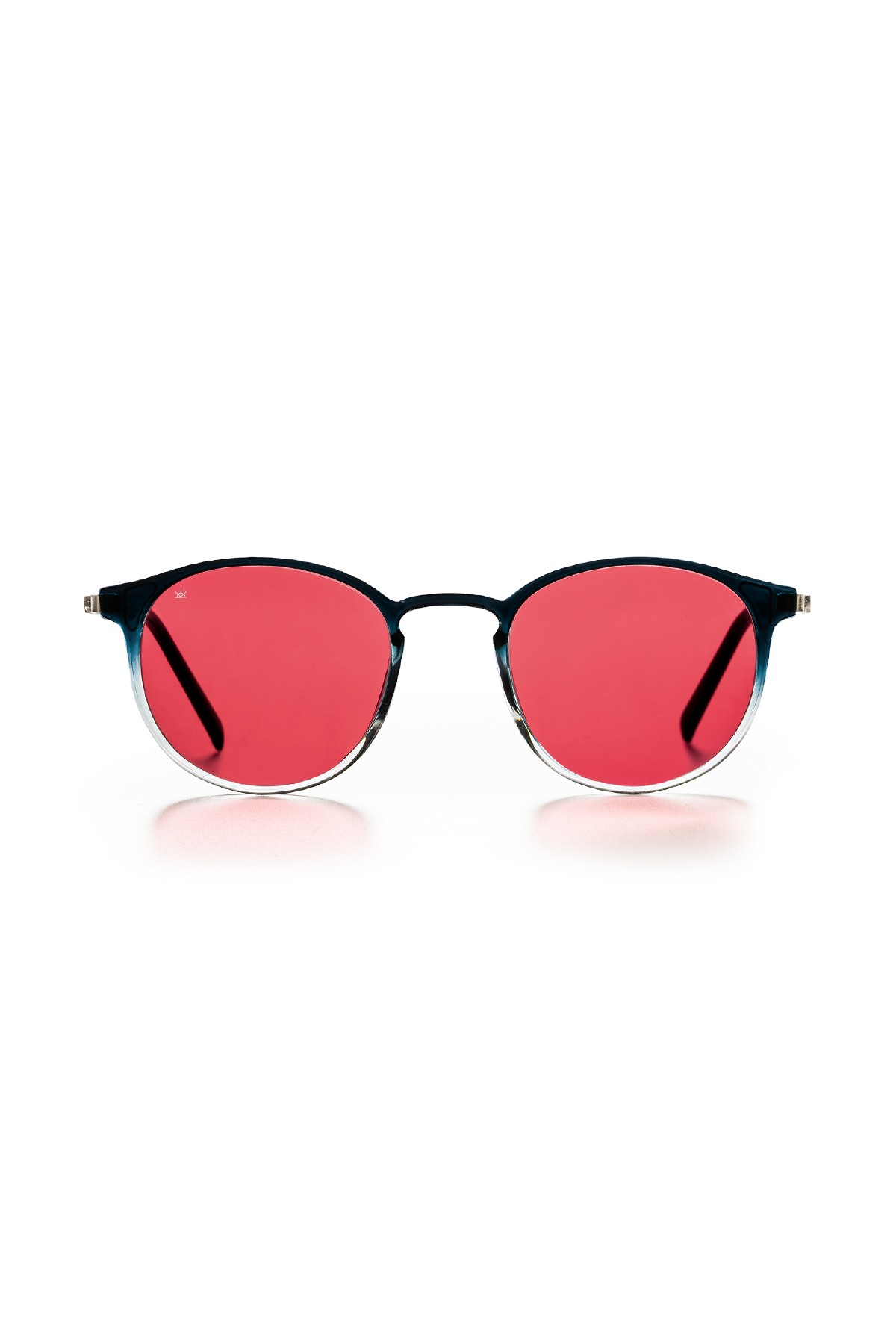 SİTRİN-2362 | Yuvarlak Kemik Asetat UV400 Unisex Güneş Gözlüğü - Lacivert Degrade