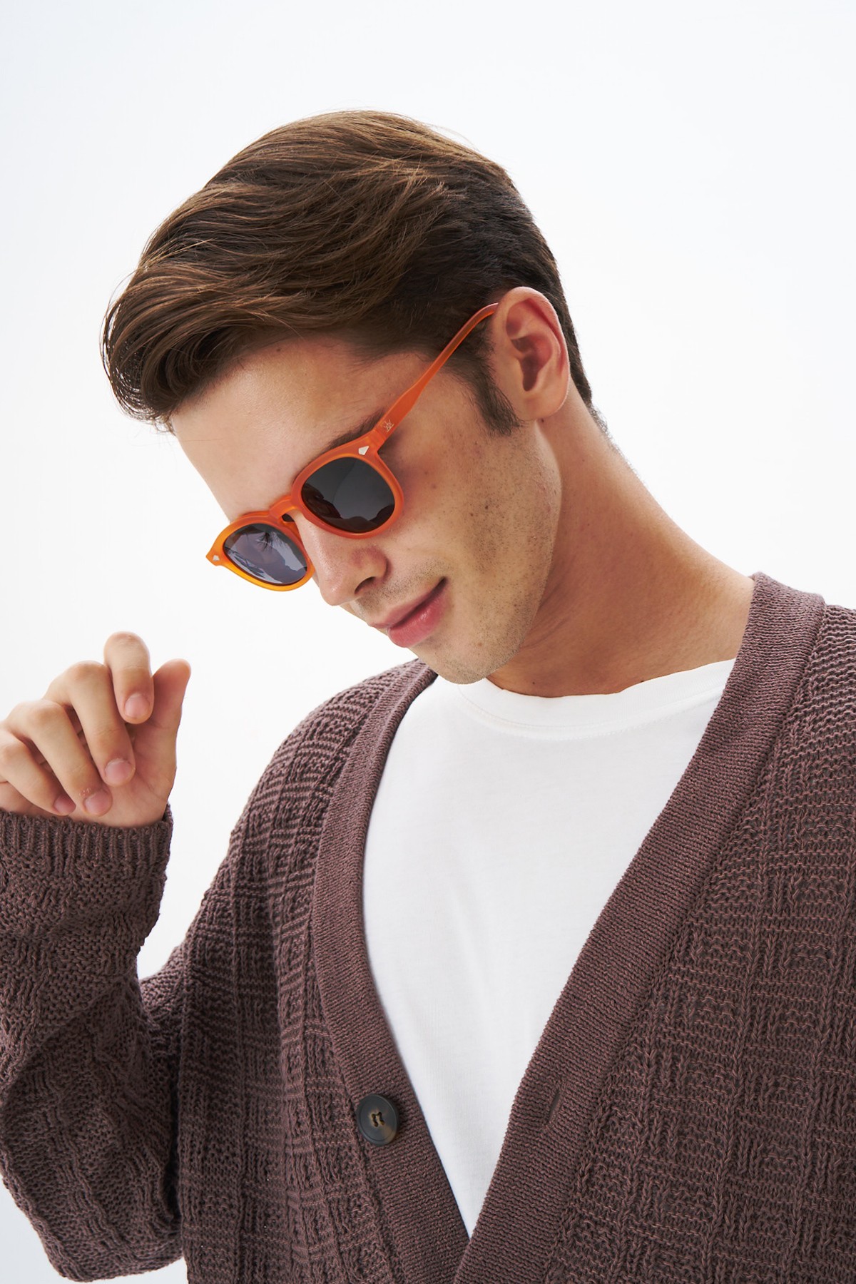 1063 | Kare Kemik Polarize Unisex Güneş Gözlüğü - Mat Turuncu