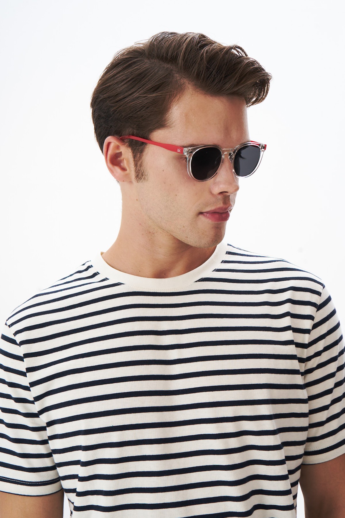 1065 | Oval Kemik Polarize Unisex Güneş Gözlüğü - Şeffaf/Kırmızı