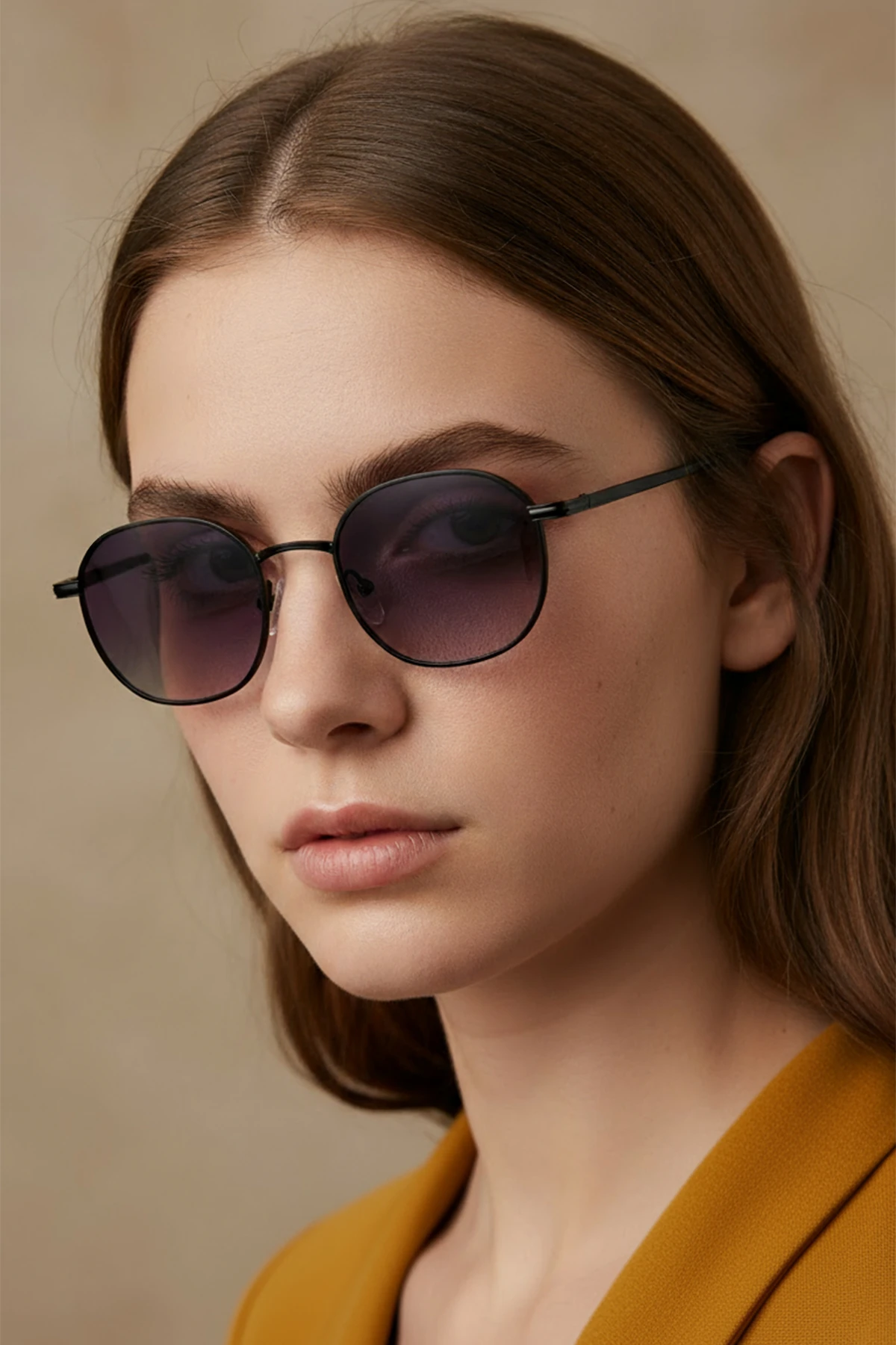 4003 | Kare Metal Polarize Unisex Güneş Gözlüğü - Siyah