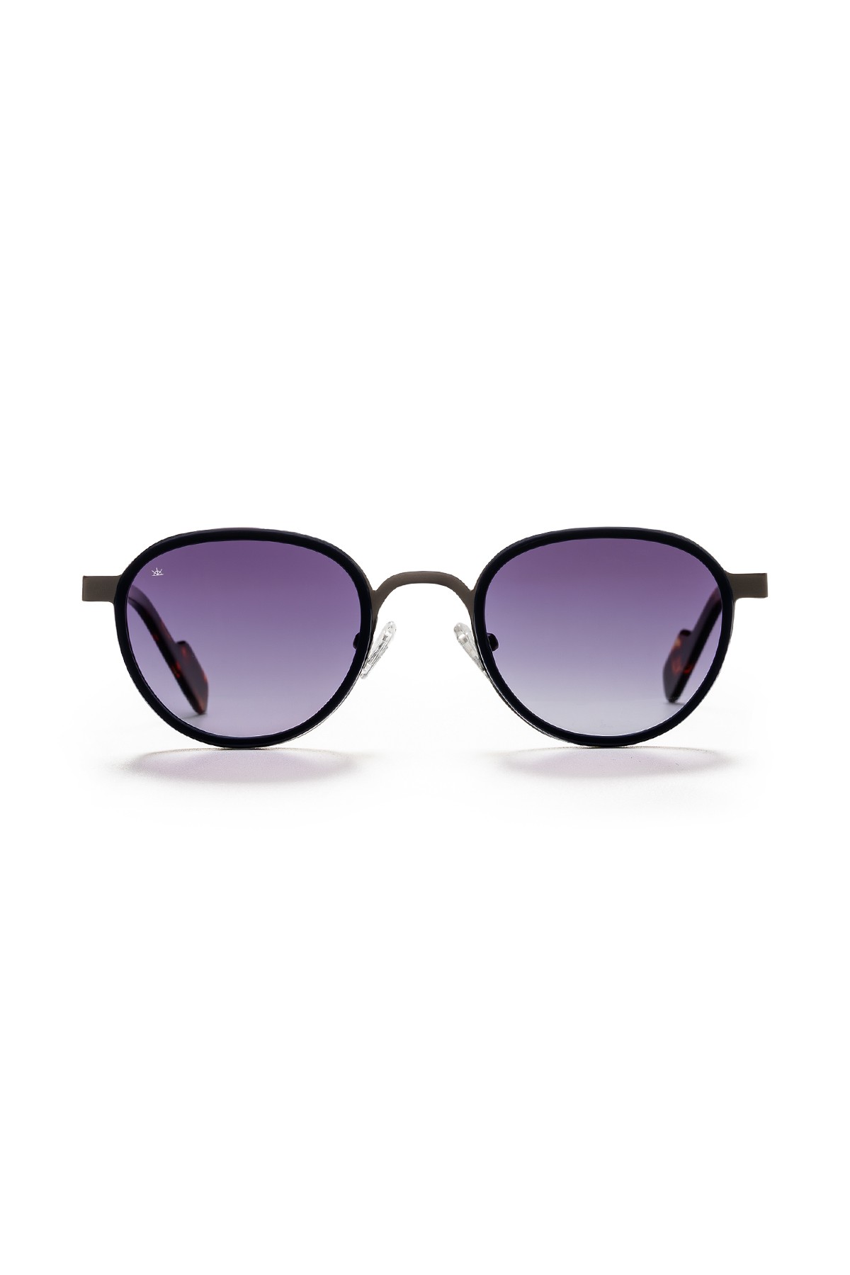4010 | Yuvarlak Metal Polarize Unisex Güneş Gözlüğü - Lacivert/Gri