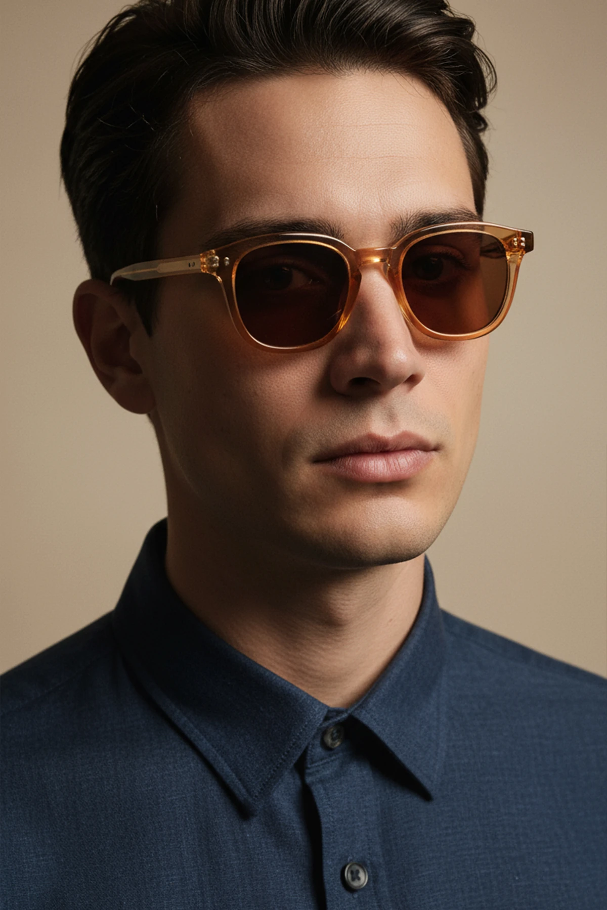 AVENTURİN-3000 | Kare Asetat UV400 Unisex Güneş Gözlüğü - Şeffaf Kahverengi