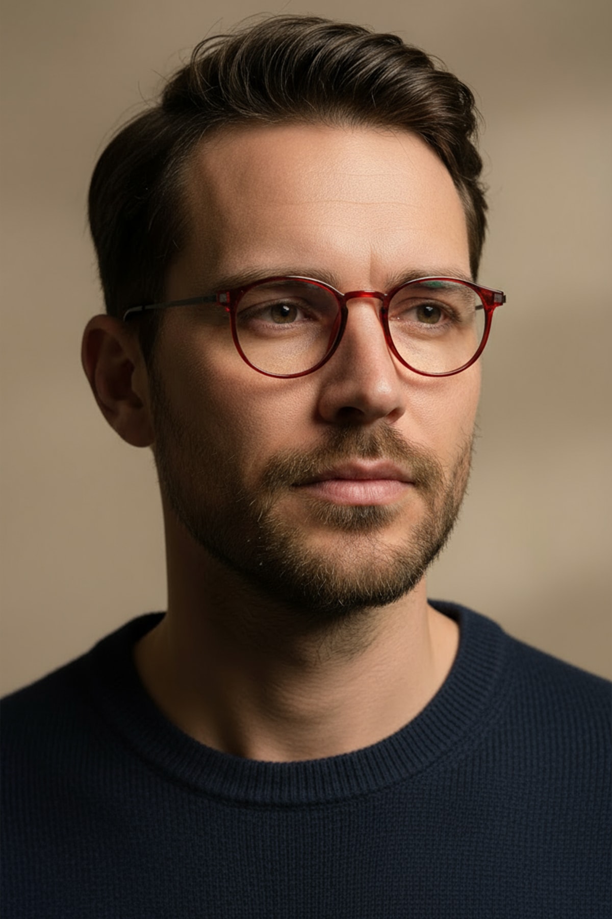 SİTRİN-2362-M | Yuvarlak Asetat Mavi Işık Koruyucu Gözlüğü - Bordo