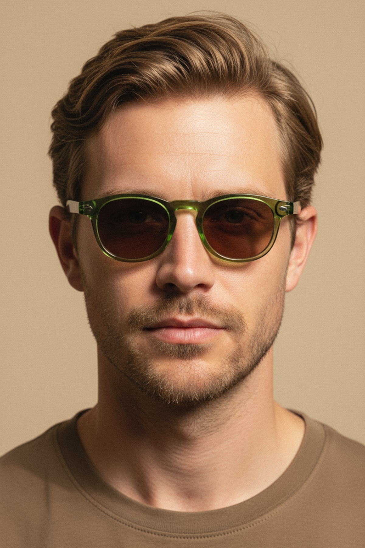 4007 | Oval Asetat Polarize Unisex Güneş Gözlüğü - Haki