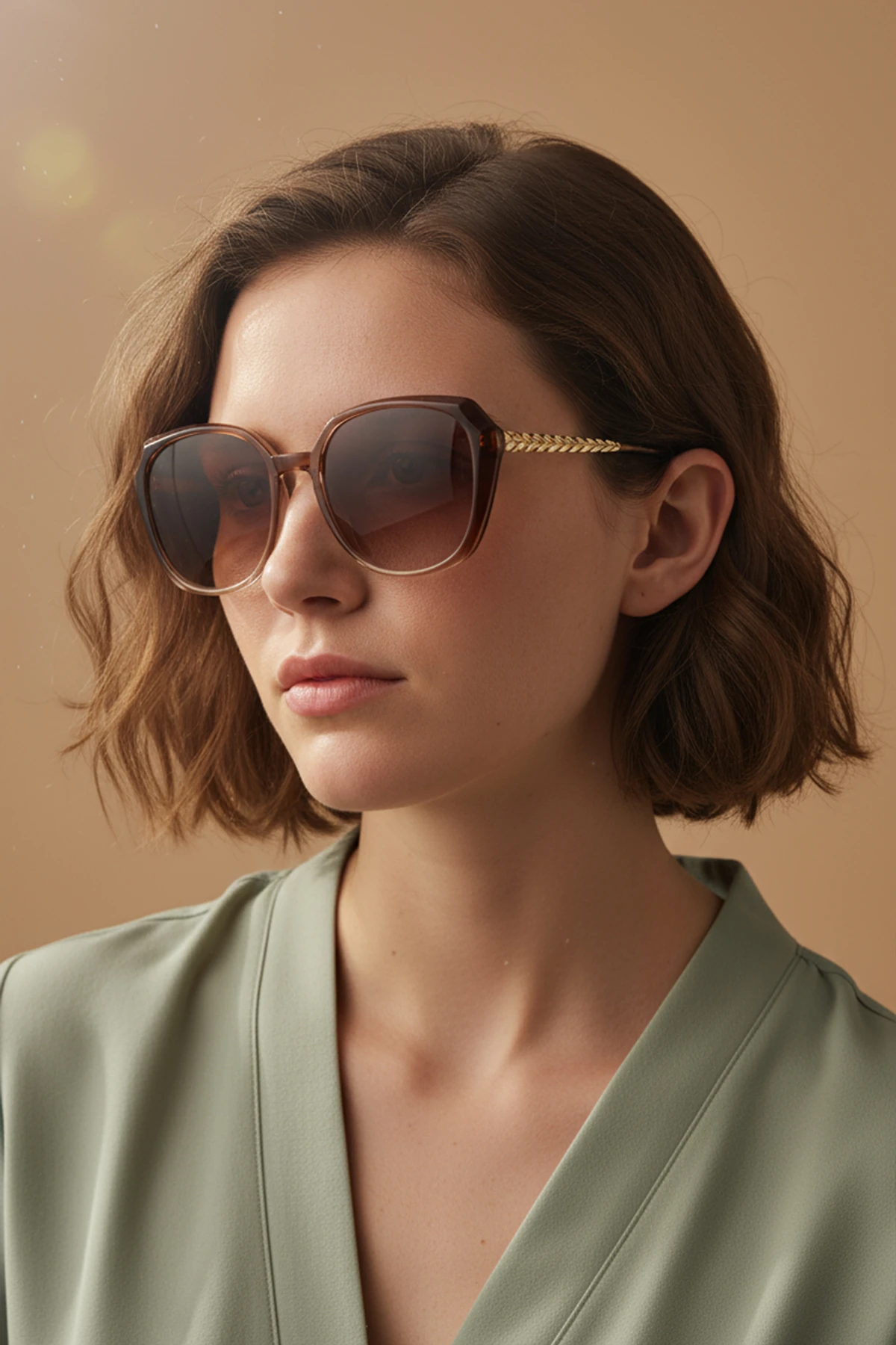 3001 | Kare Kemik Polarize Kadın Güneş Gözlüğü - Kahverengi