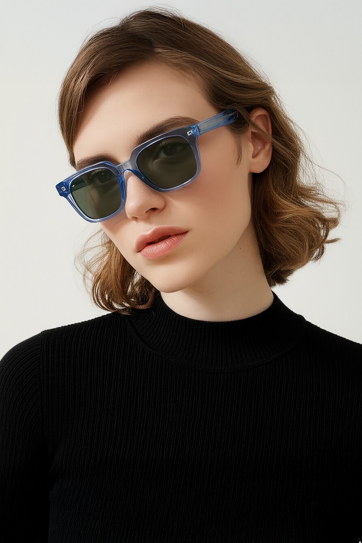 4009 | Kare Asetat Polarize Unisex Güneş Gözlüğü - Mavi