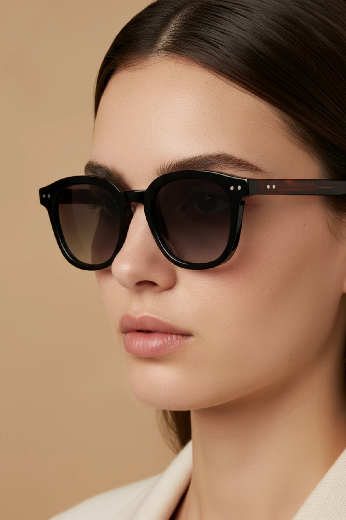 AVENTURİN-3000 | Kare Asetat UV400 Unisex Güneş Gözlüğü - Siyah