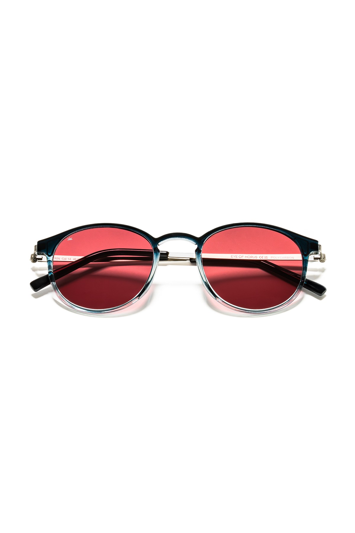 SİTRİN-2362 | Yuvarlak Kemik Asetat UV400 Unisex Güneş Gözlüğü - Lacivert Degrade