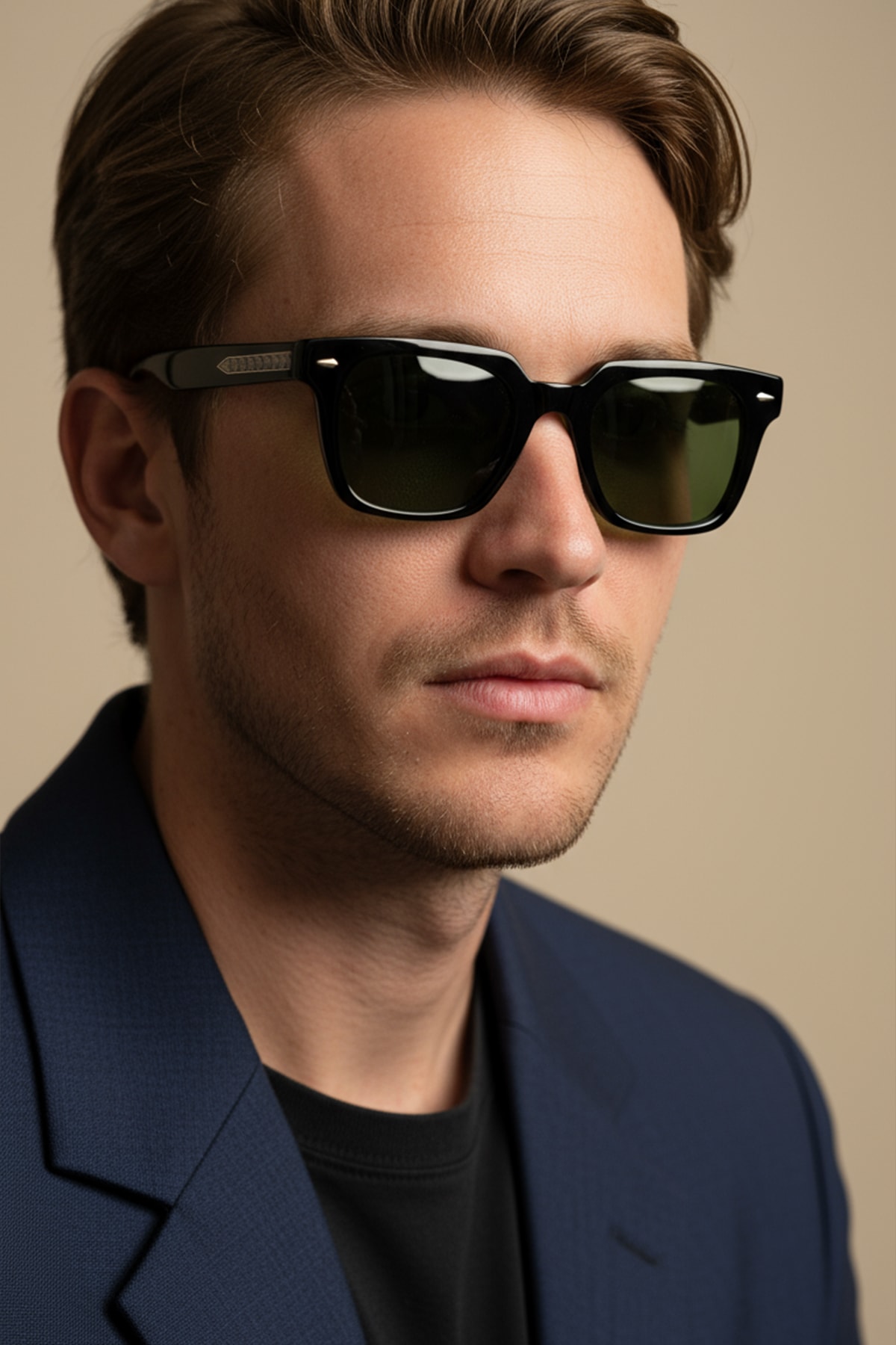 4009 | Kare Asetat Polarize Unisex Güneş Gözlüğü - Siyah