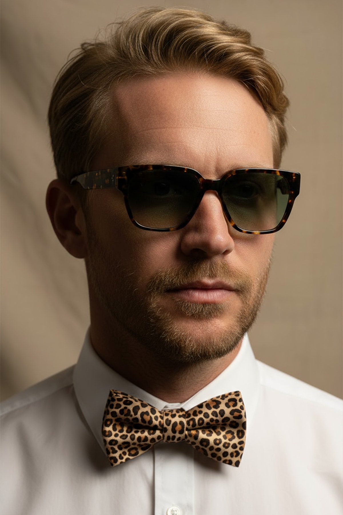 4011 | Kare Asetat Polarize Unisex Güneş Gözlüğü - Leopar