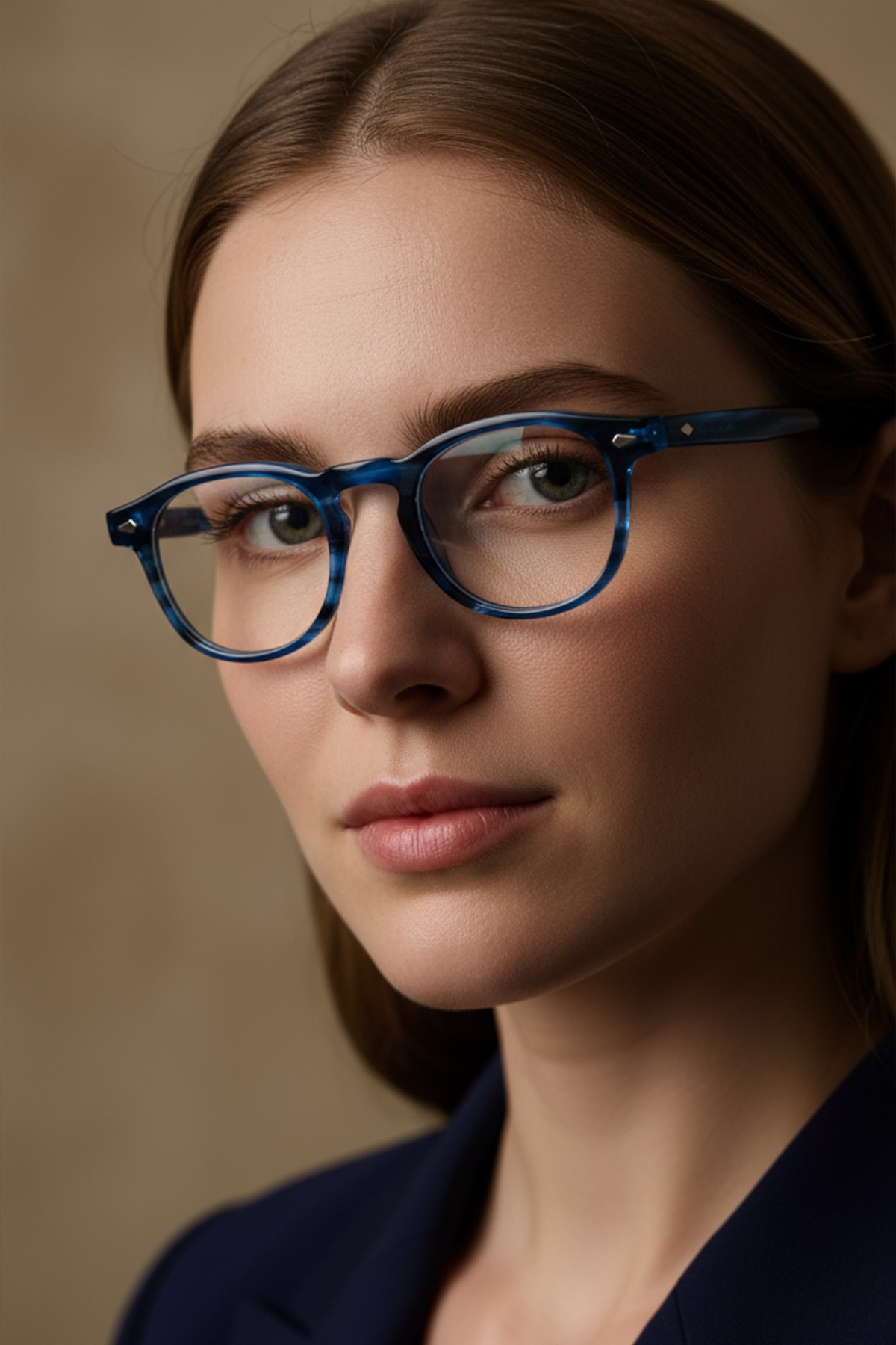 4007-M | Oval Asetat Mavi Işık Koruyucu Gözlüğü - Sedefli Lacivert