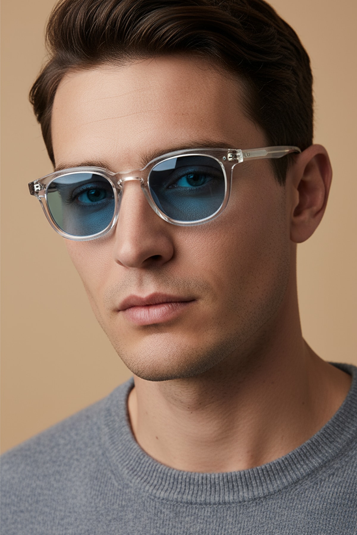 AVENTURİN-3000 | Kare Asetat UV400 Unisex Güneş Gözlüğü - Şeffaf