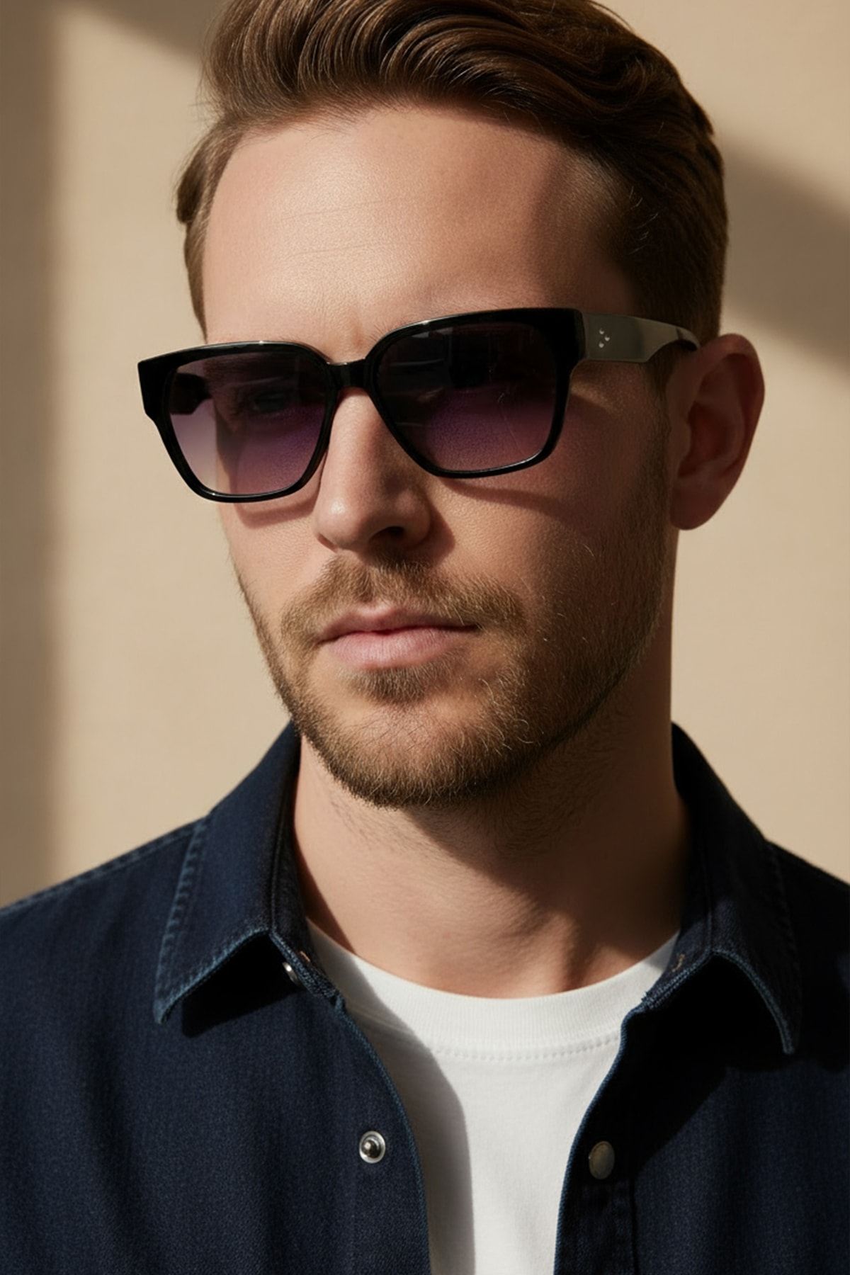 4011 | Kare Asetat Polarize Unisex Güneş Gözlüğü - Siyah