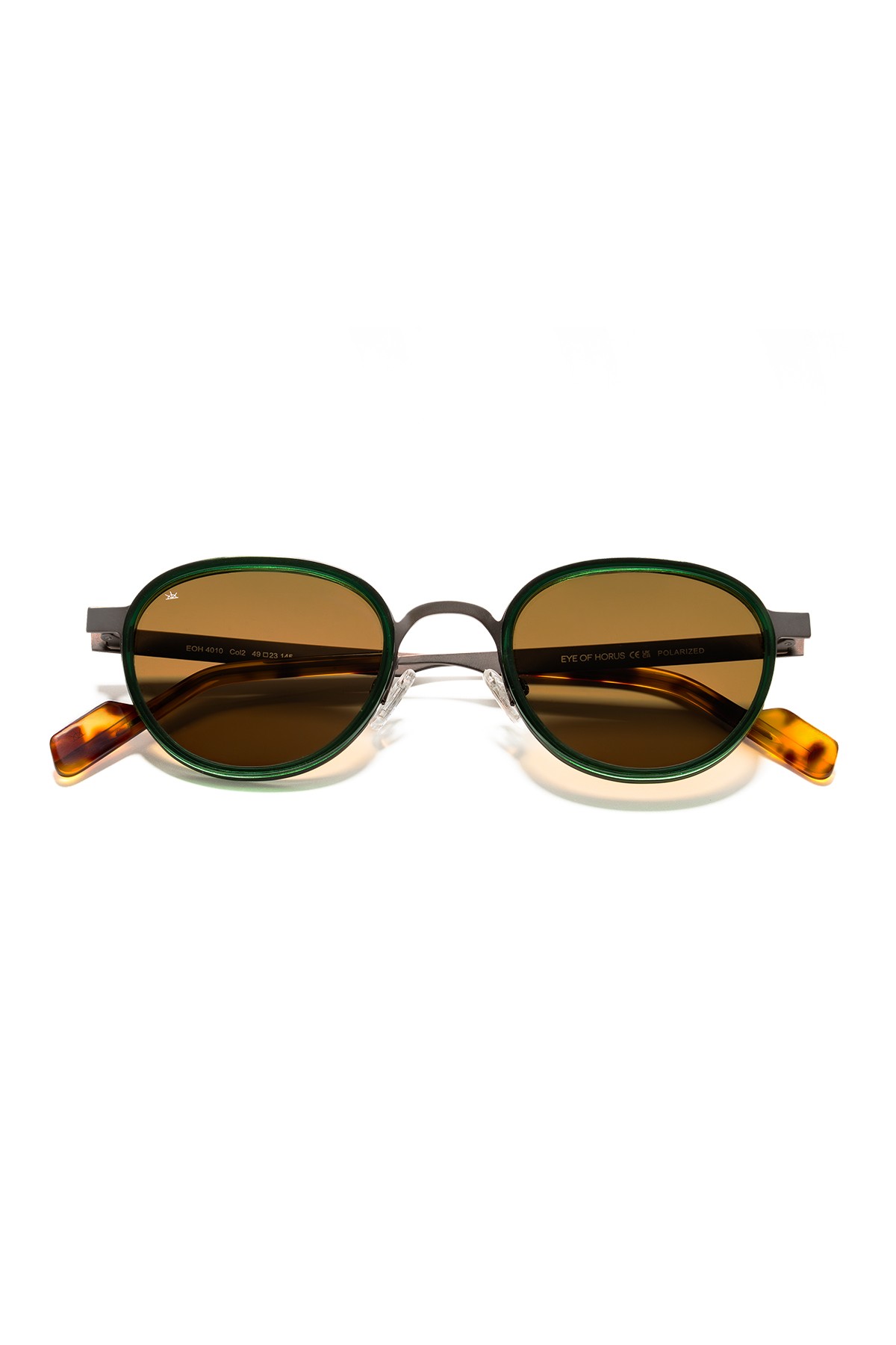4010 | Yuvarlak Metal Polarize Unisex Güneş Gözlüğü - Yeşil/Kahverengi