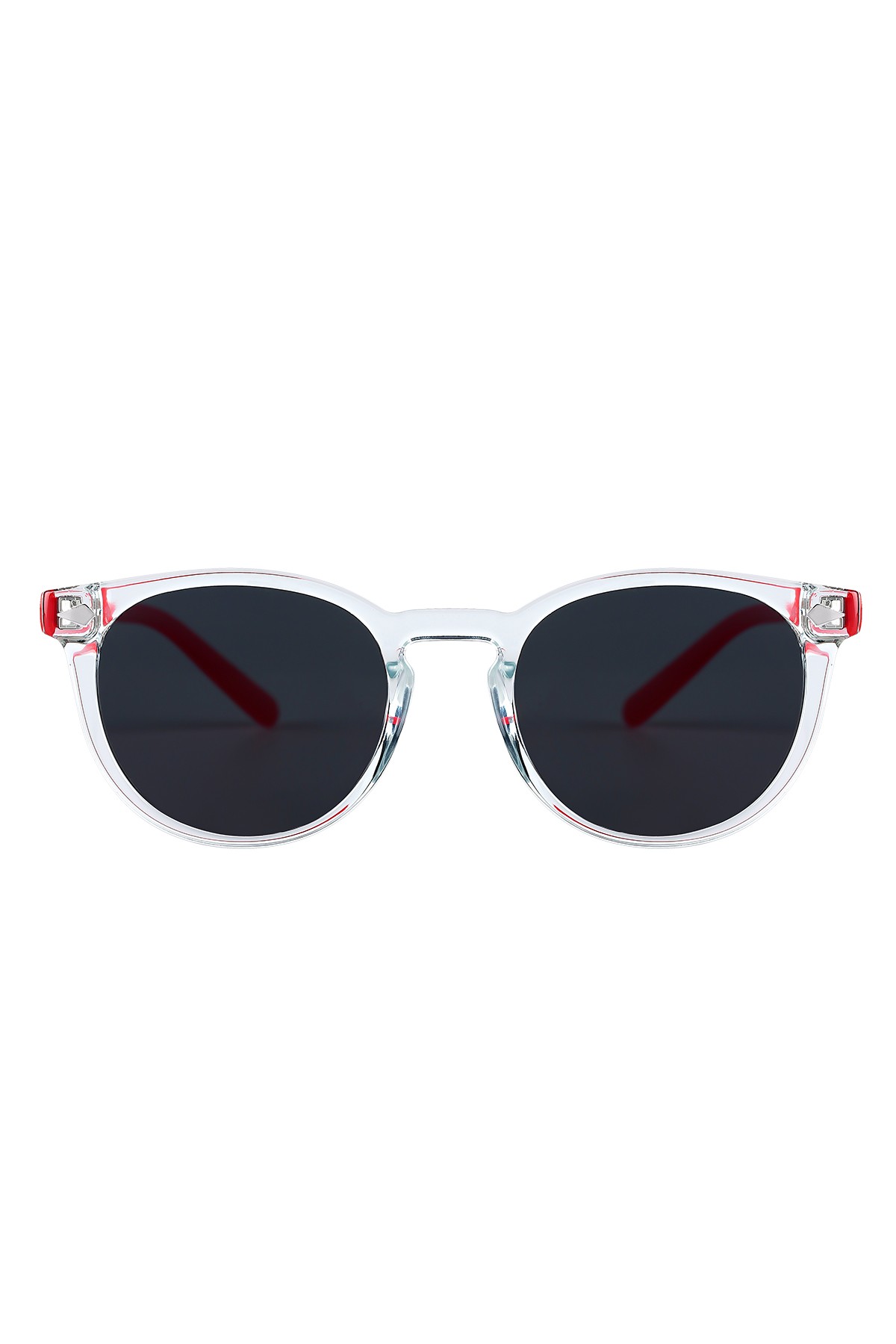 1065 | Oval Kemik Polarize Unisex Güneş Gözlüğü - Şeffaf/Kırmızı