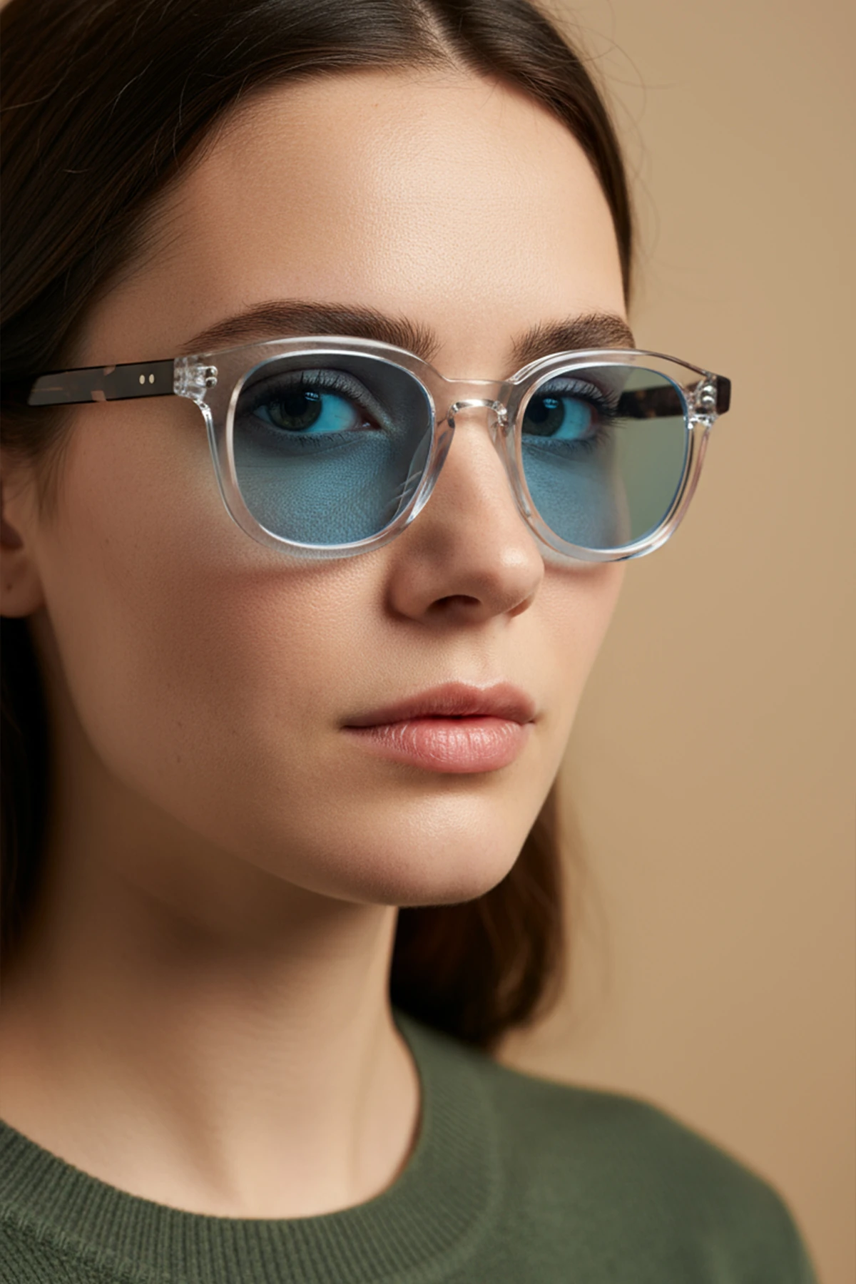 AVENTURİN-3000 | Kare Asetat UV400 Unisex Güneş Gözlüğü - Açık