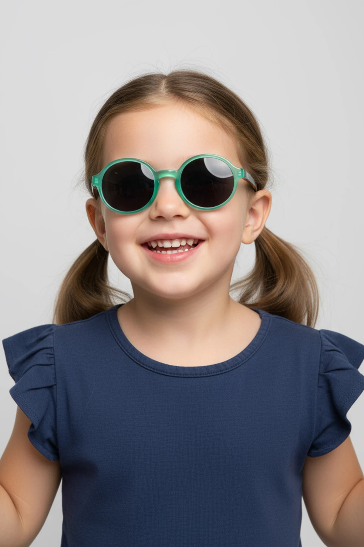 1041 ( 3-7 Yaş ) | Yuvarlak Kemik Çocuk Polarize Güneş Gözlüğü - Su Yeşili