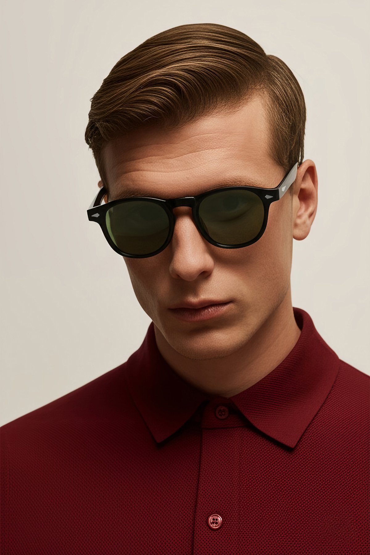 4007 | Oval Asetat Polarize Unisex Güneş Gözlüğü - Siyah