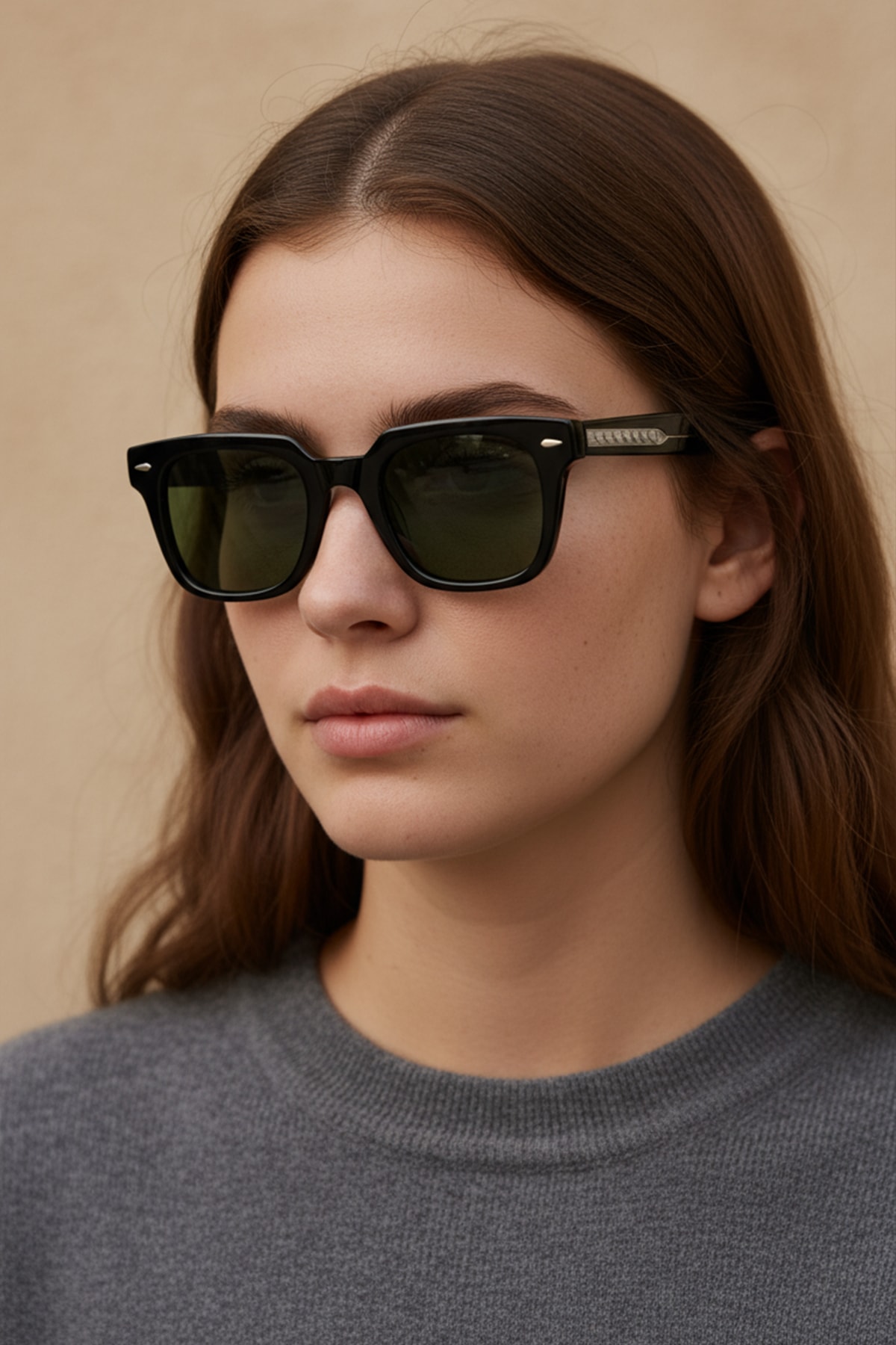 4009 | Kare Asetat Polarize Unisex Güneş Gözlüğü - Siyah