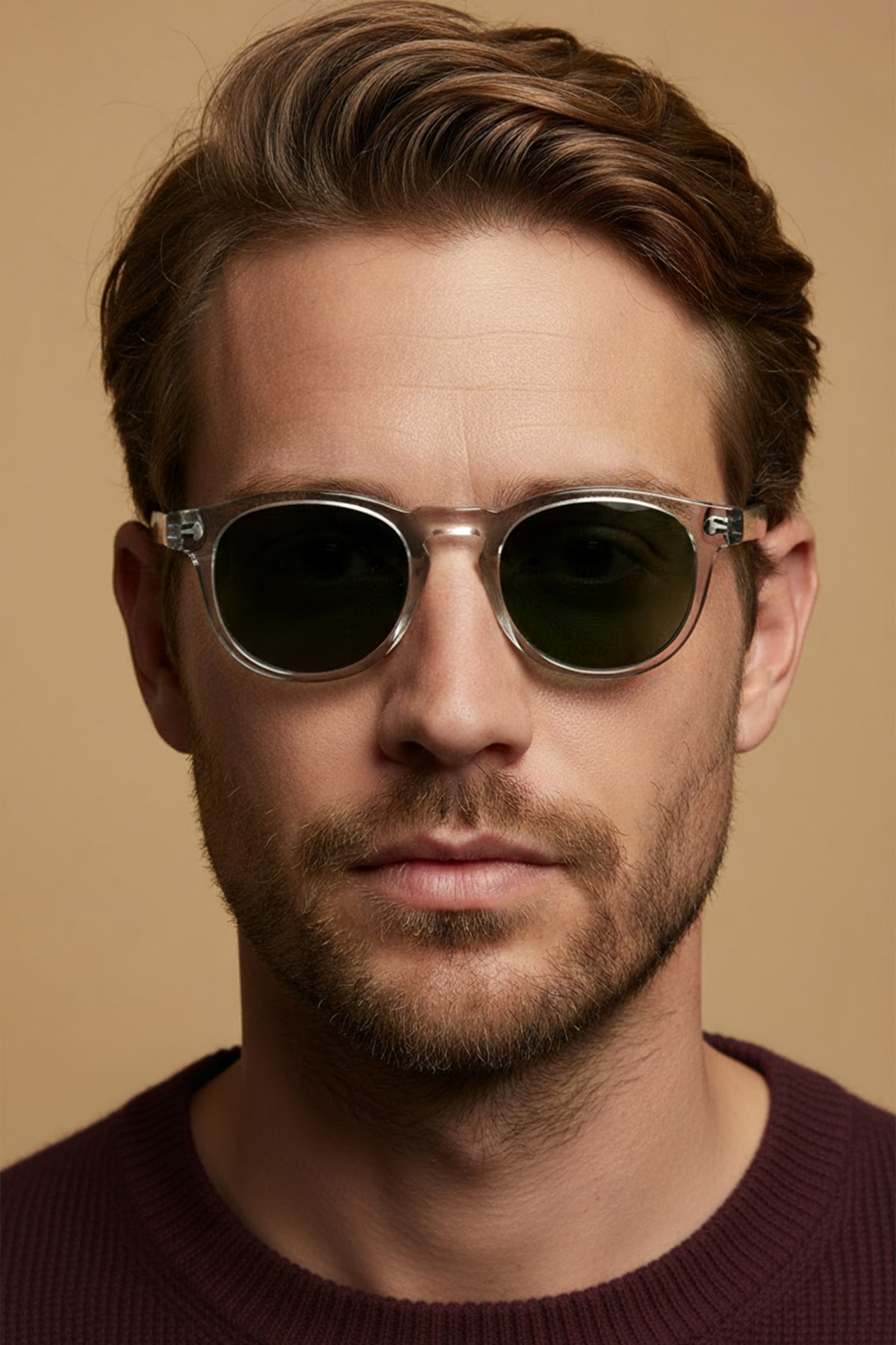 4007 | Oval Asetat Polarize Unisex Güneş Gözlüğü - Açık Gri