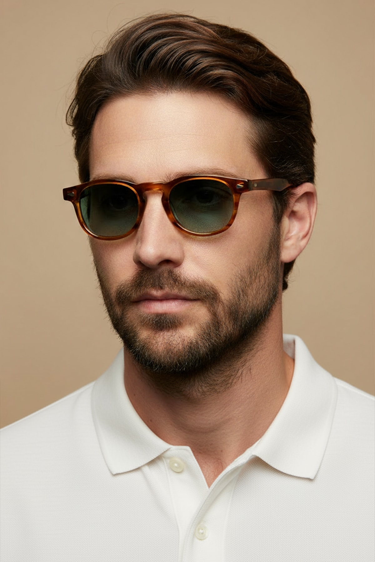 4007 | Oval Asetat Polarize Unisex Güneş Gözlüğü - Amber