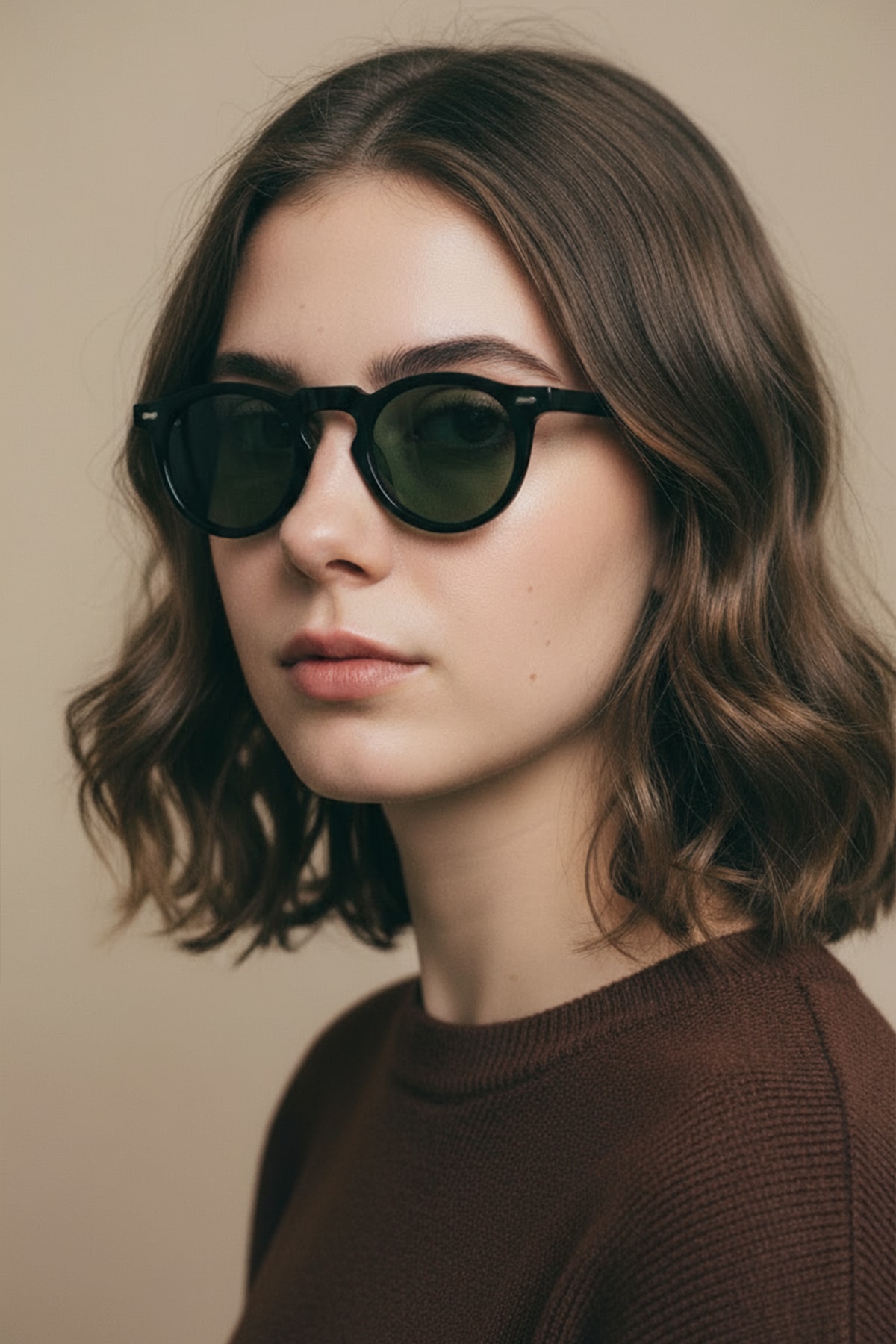 4006 | Yuvarlak Asetat Polarize Unisex Güneş Gözlüğü - Siyah