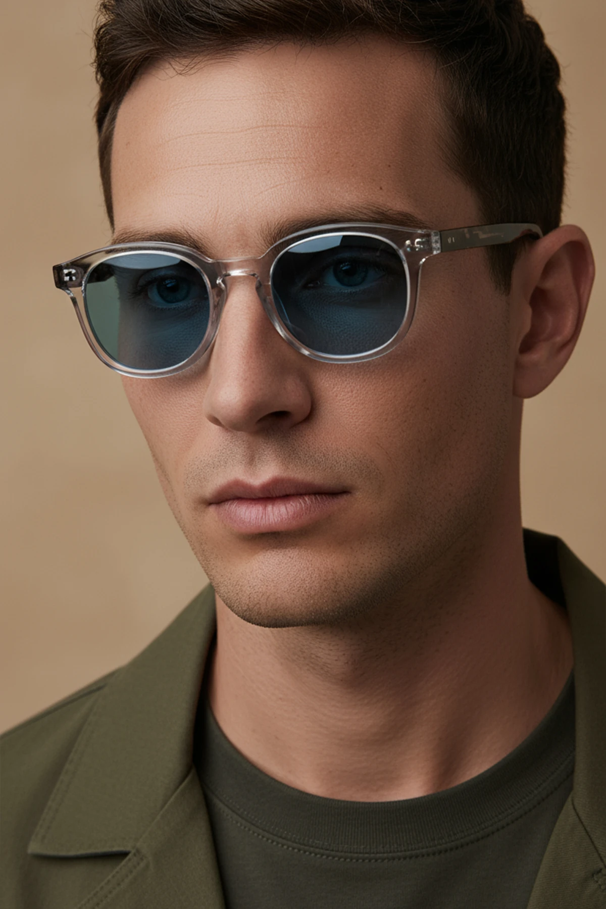 AVENTURİN-3000 | Kare Asetat UV400 Unisex Güneş Gözlüğü - Açık