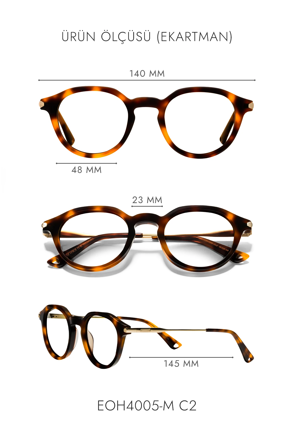 4005-M | Yuvarlak Asetat Mavi Işık Koruyucu Gözlüğü - Leopar