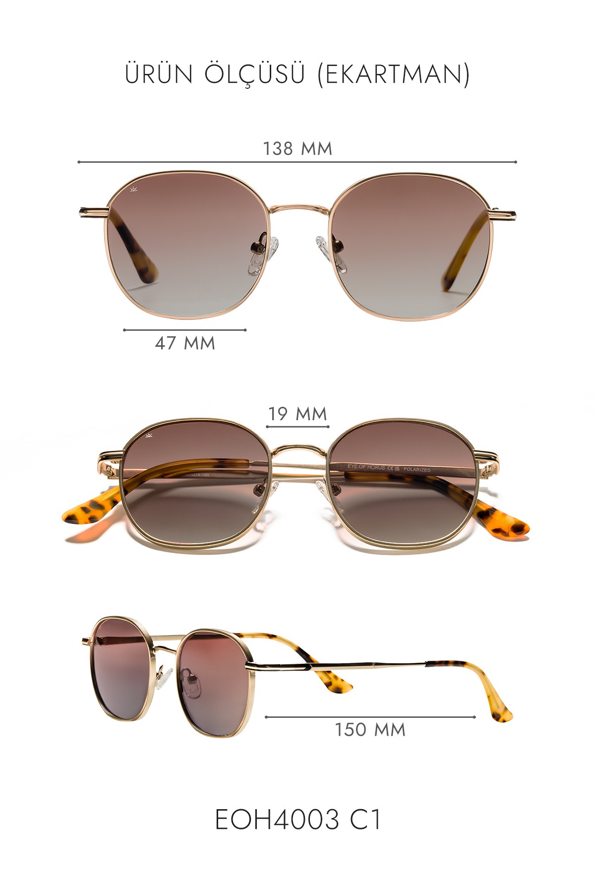 4003 | Kare Metal Polarize Unisex Güneş Gözlüğü - Sarı