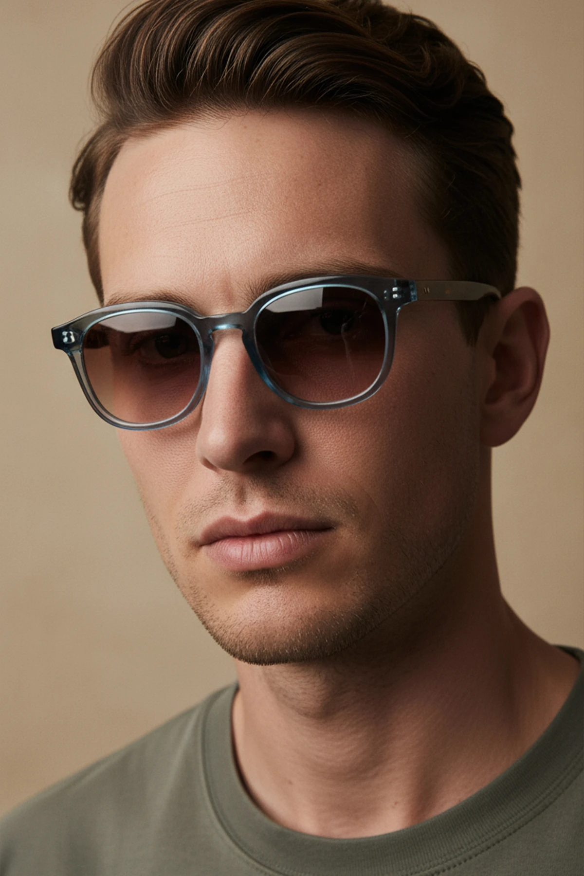 AVENTURİN-3000 | Kare Asetat UV400 Unisex Güneş Gözlüğü - Mavi