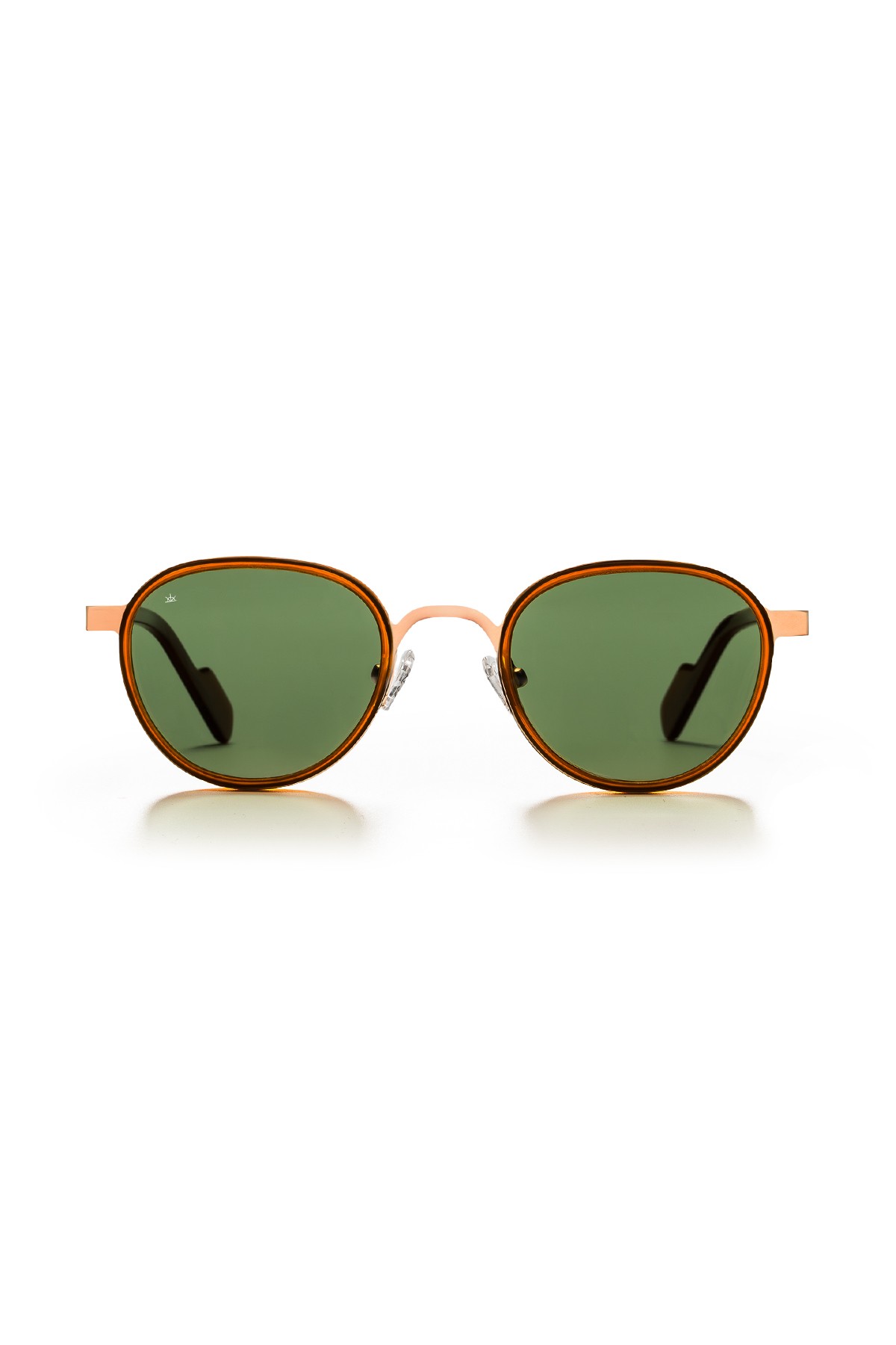 4010 | Yuvarlak Metal Polarize Unisex Güneş Gözlüğü - Kahverengi/Sarı