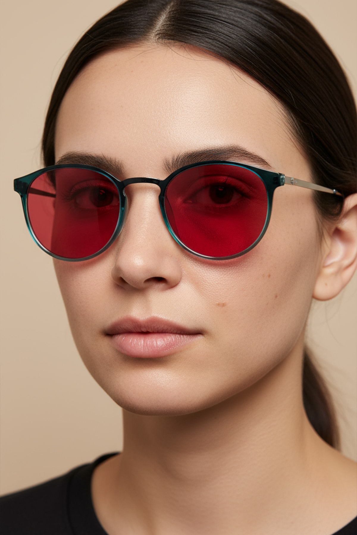 SİTRİN-2362 | Yuvarlak Kemik Asetat UV400 Unisex Güneş Gözlüğü - Lacivert Degrade