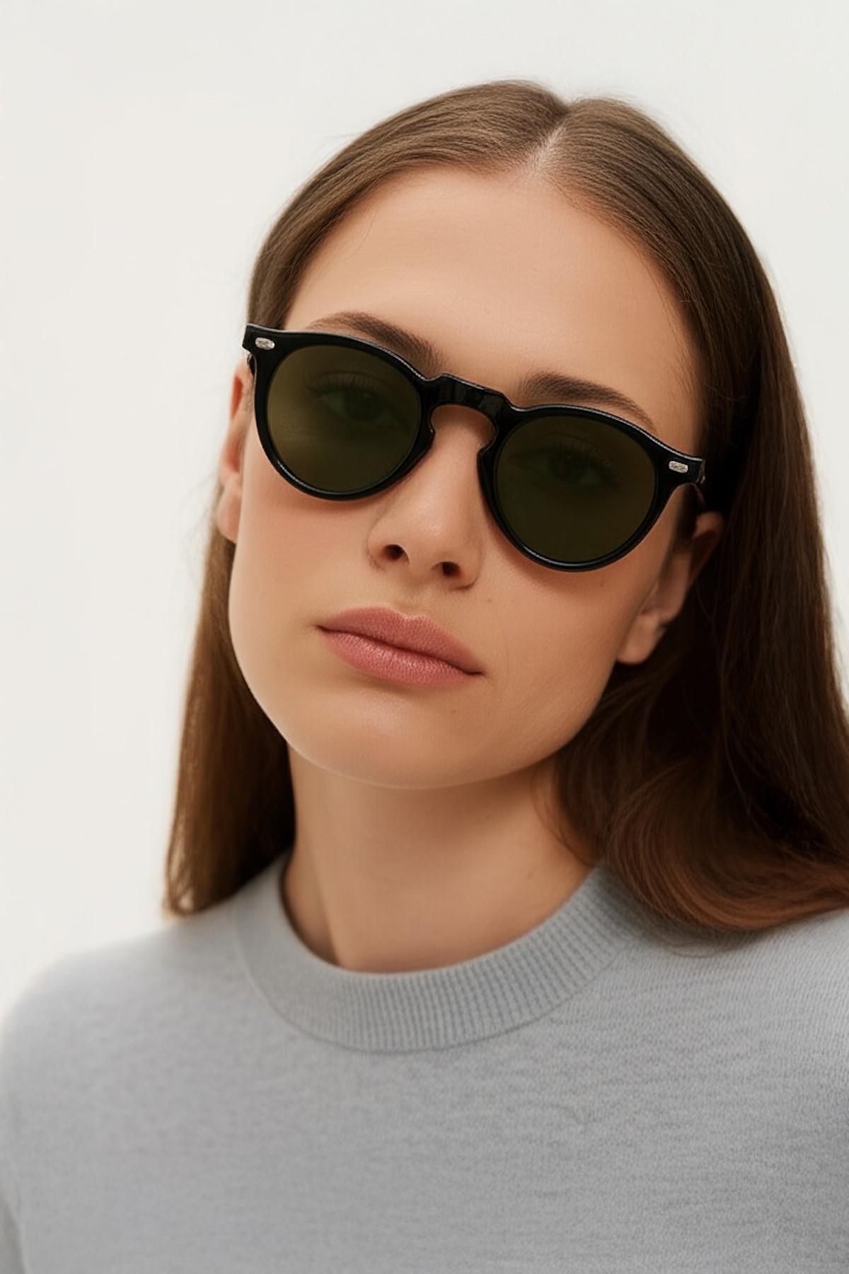 4006 | Yuvarlak Asetat Polarize Unisex Güneş Gözlüğü - Siyah