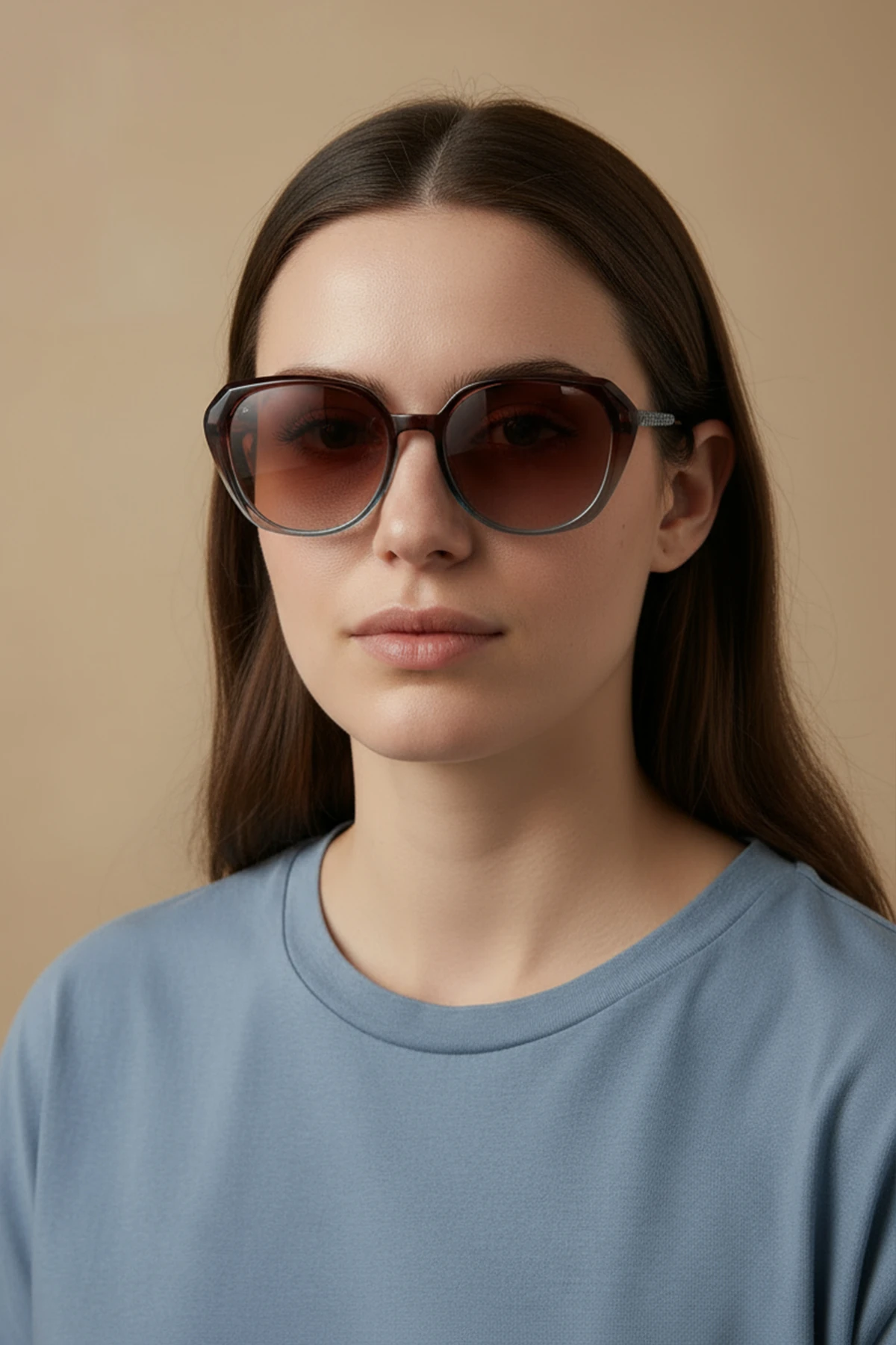 3001 | Kare Kemik Polarize Kadın Güneş Gözlüğü - Mavi Degrade