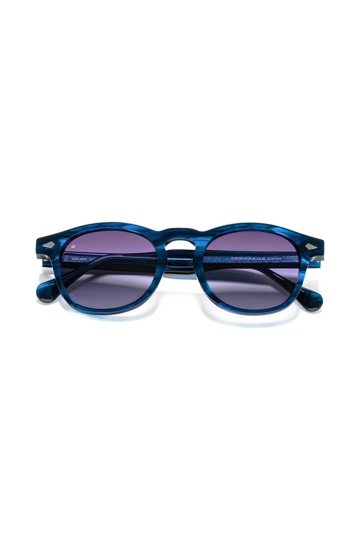 4007 | Oval Asetat Polarize Unisex Güneş Gözlüğü - Sedefli Lacivert