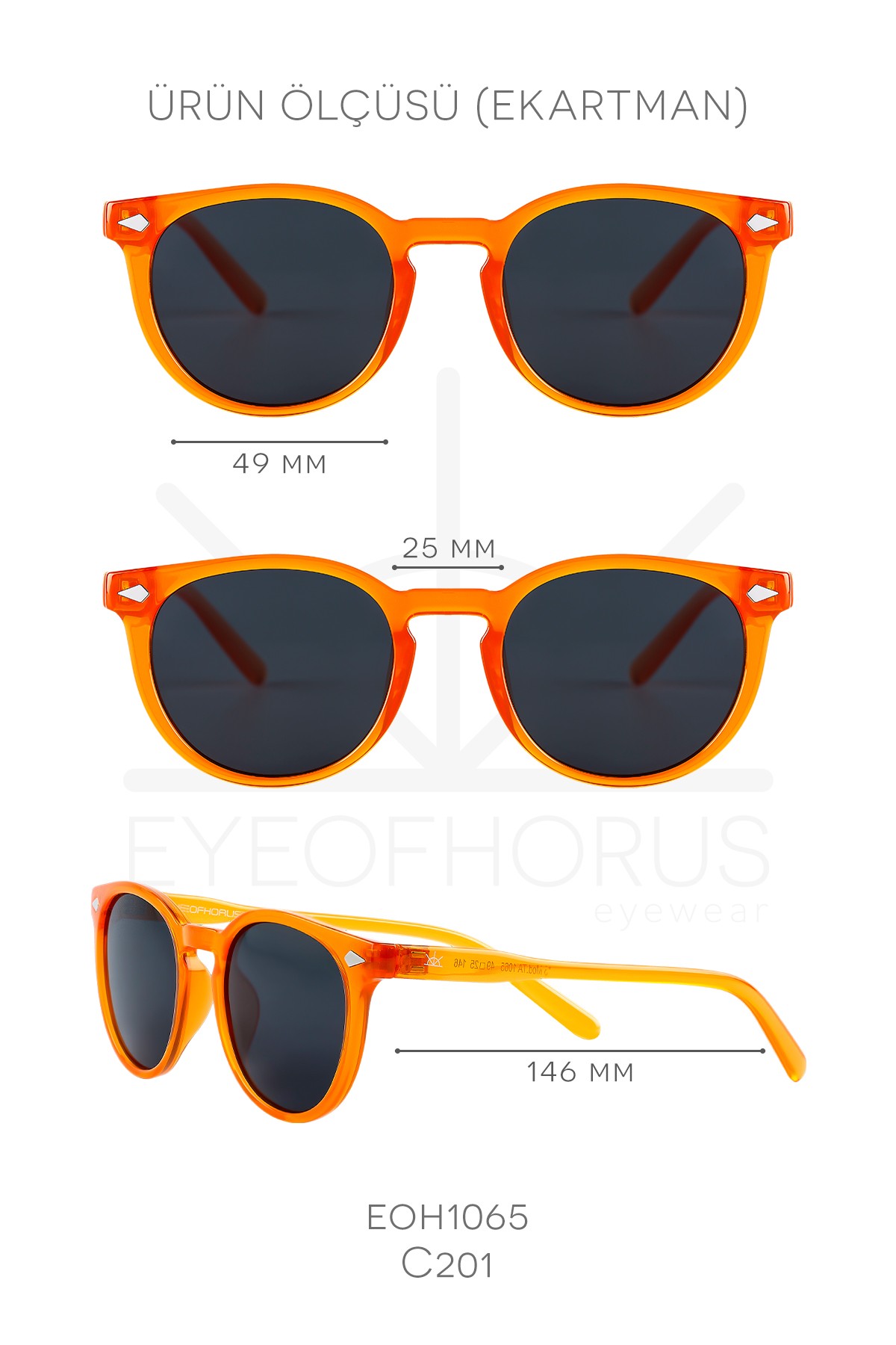 1065 | Oval Kemik Polarize Unisex Güneş Gözlüğü - Turuncu
