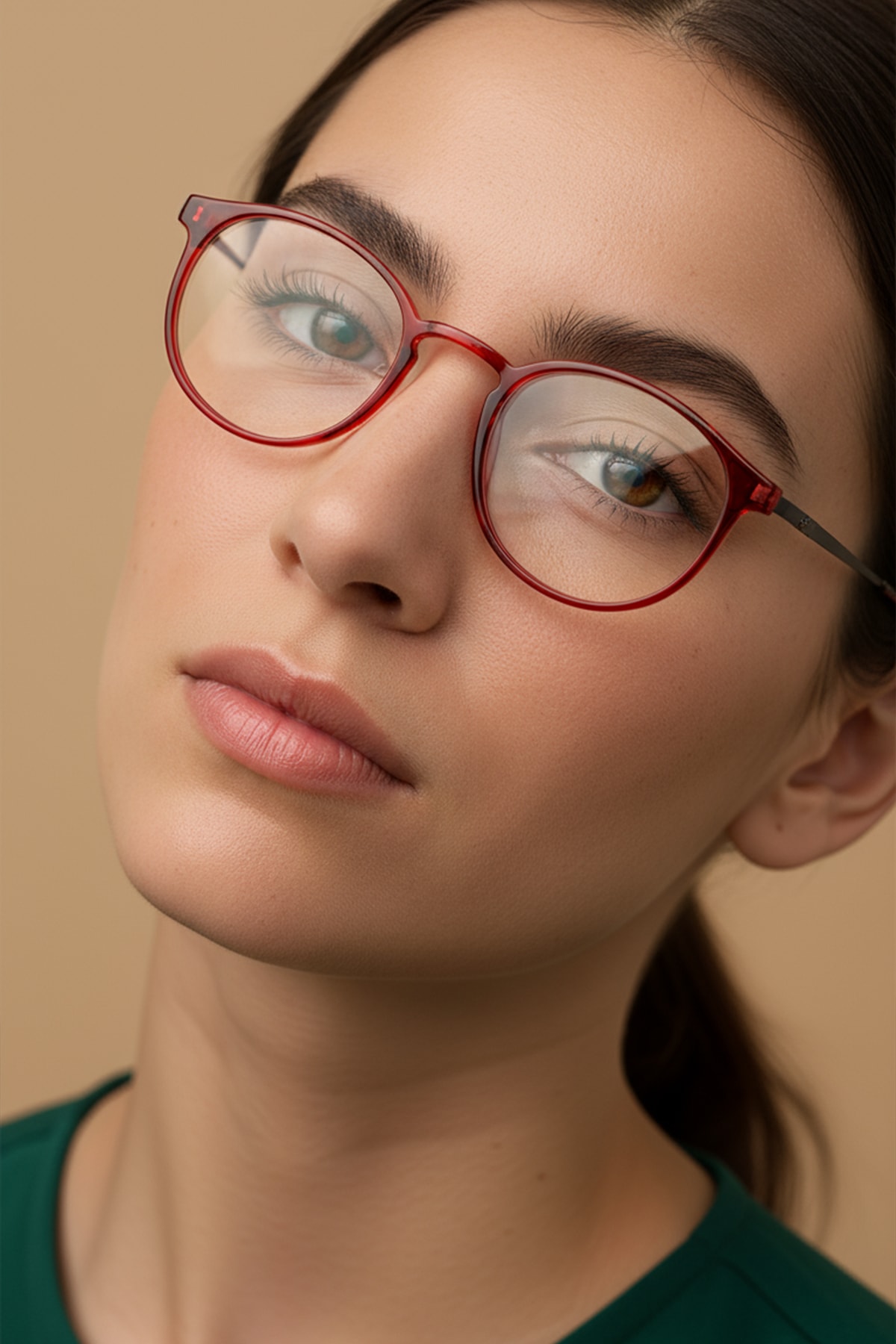 SİTRİN-2362-M | Yuvarlak Asetat Mavi Işık Koruyucu Gözlüğü - Bordo