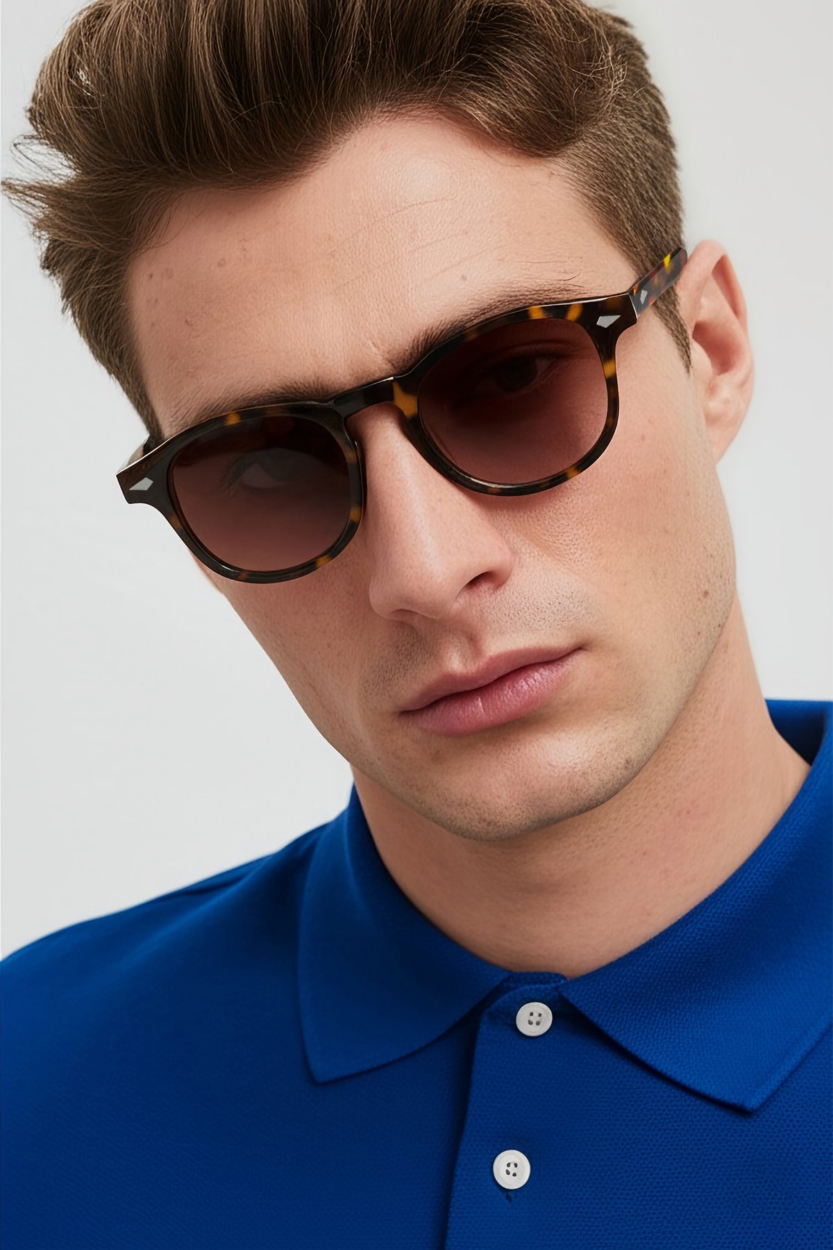 4007 | Oval Asetat Polarize Unisex Güneş Gözlüğü - Leopar