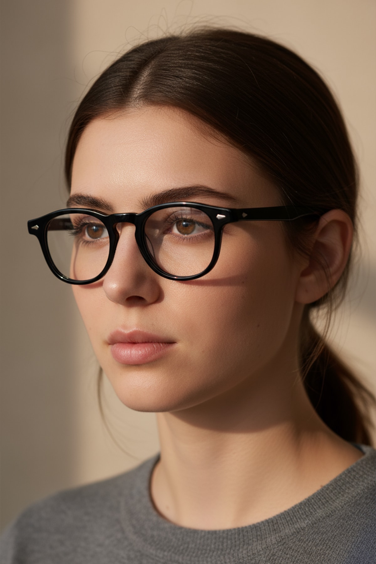 4007-M | Oval Asetat Mavi Işık Koruyucu Gözlüğü - Siyah