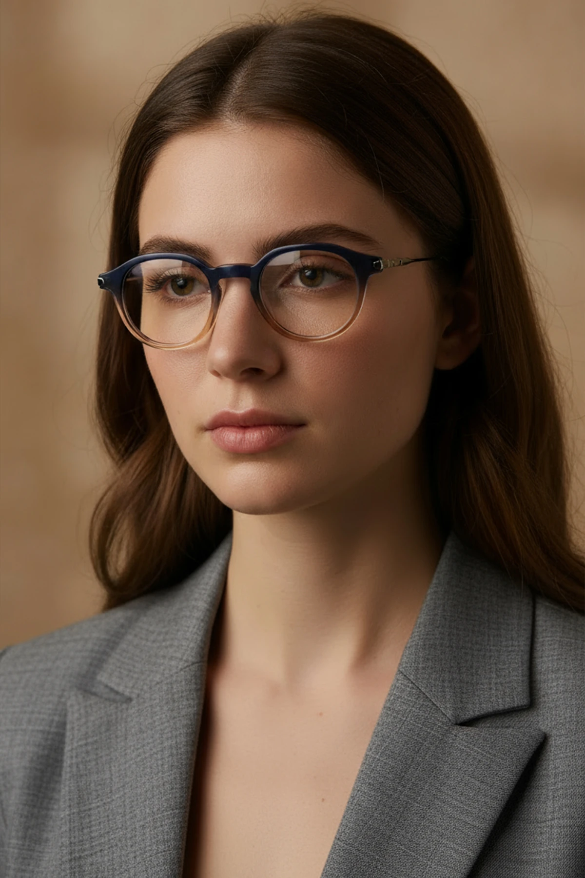 4005-M | Yuvarlak Asetat Mavi Işık Koruyucu Gözlüğü - Lacivert Degrade