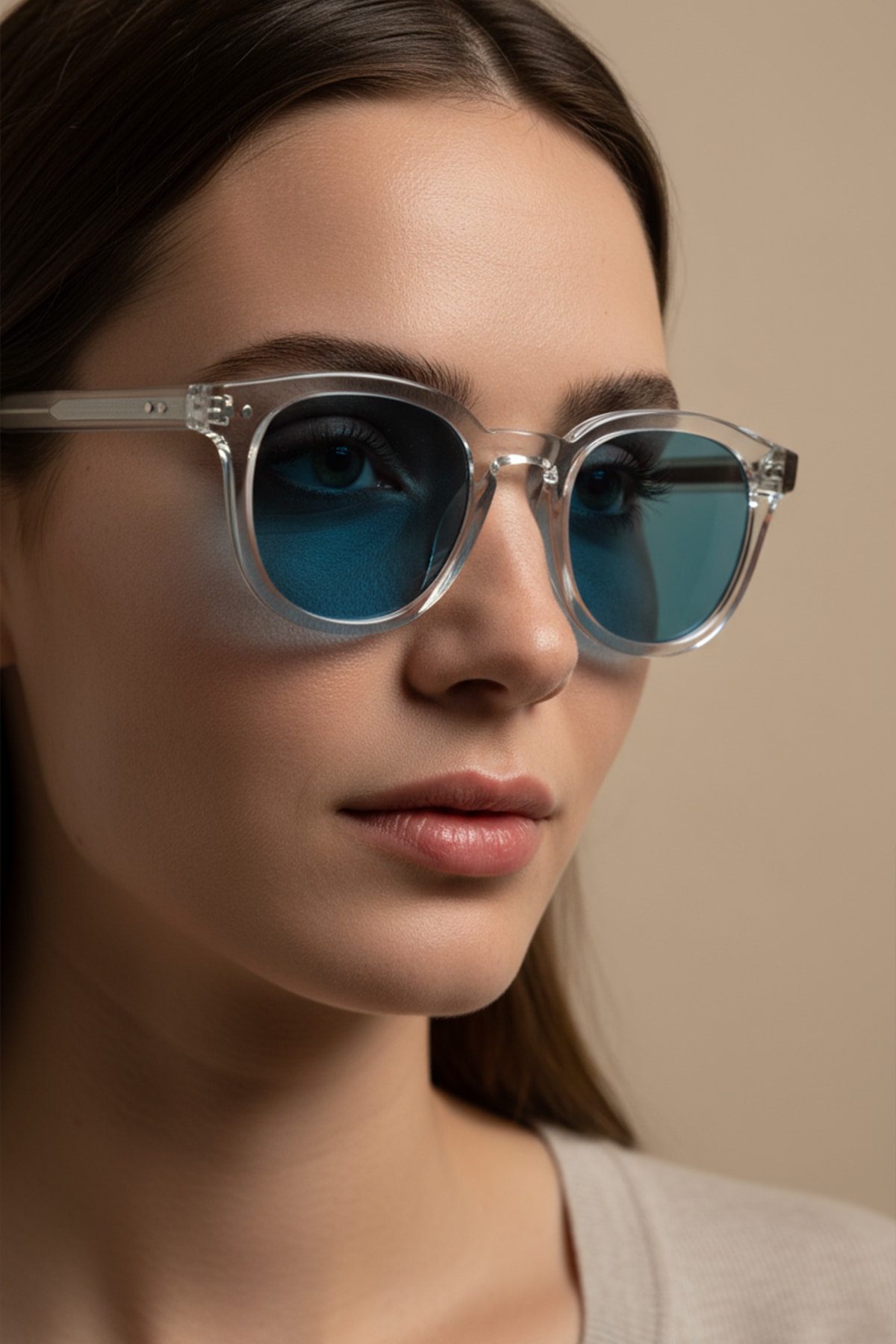 AVENTURİN-3000 | Kare Asetat UV400 Unisex Güneş Gözlüğü - Şeffaf