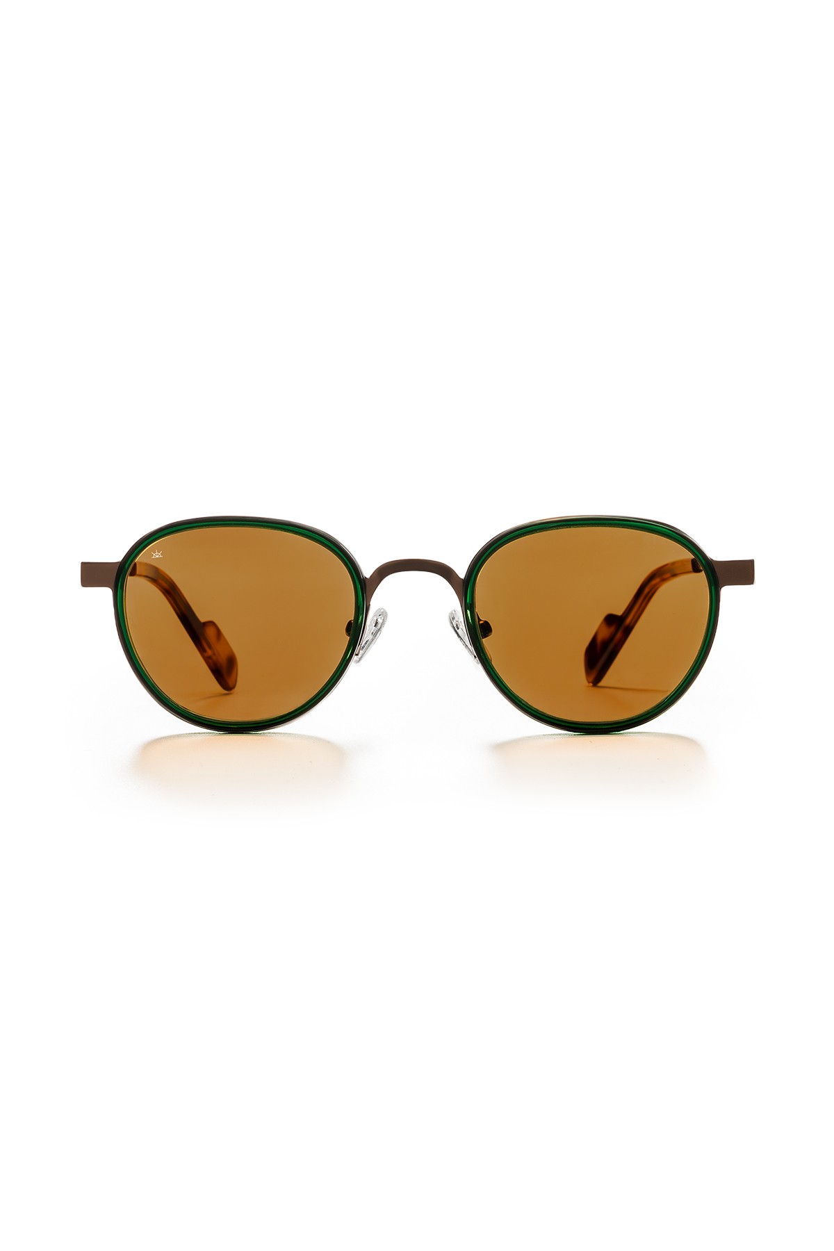 4010 | Yuvarlak Metal Polarize Unisex Güneş Gözlüğü - Yeşil/Kahverengi