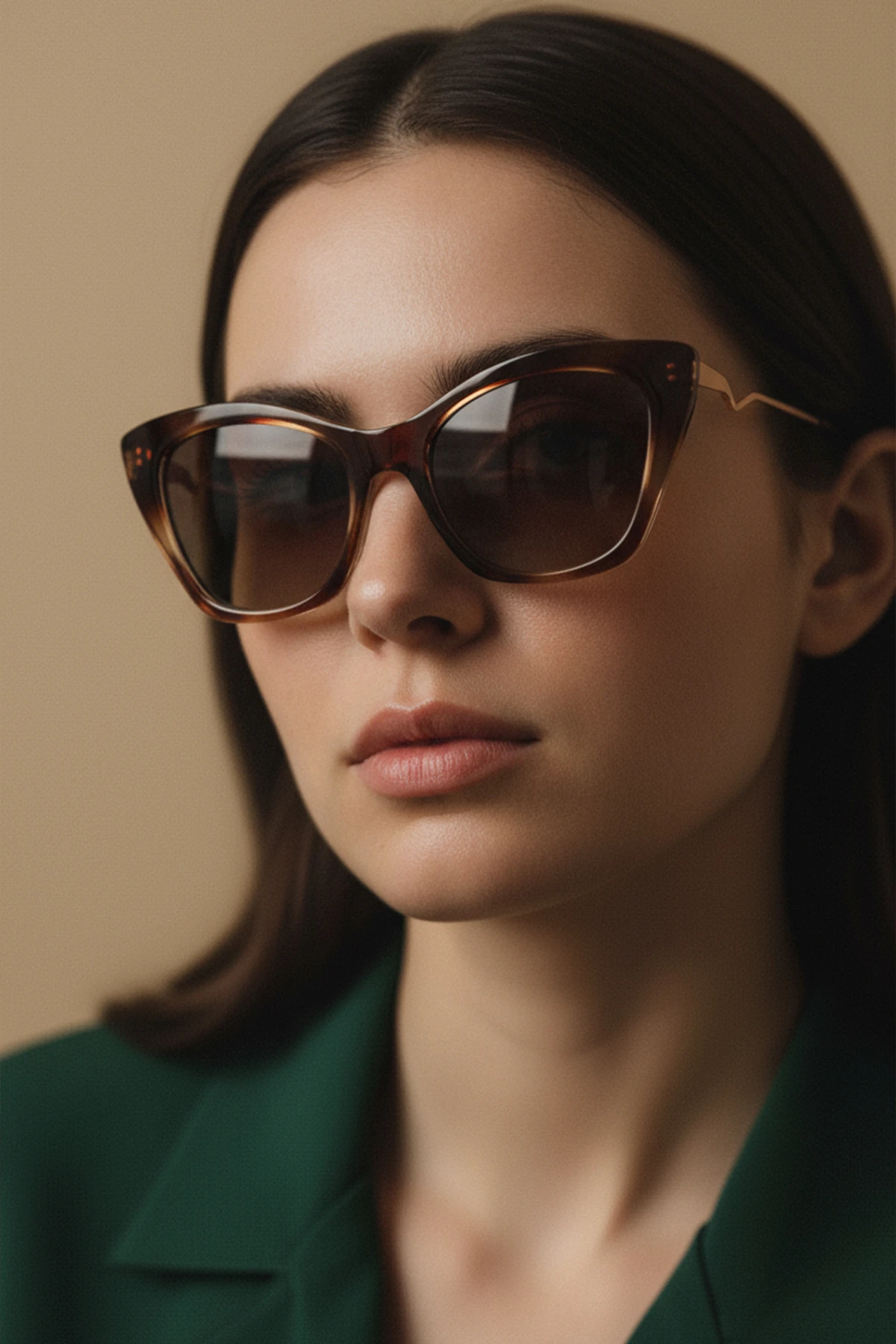 3002 | Cat Eye Kemik Polarize Kadın Güneş Gözlüğü - Leopar