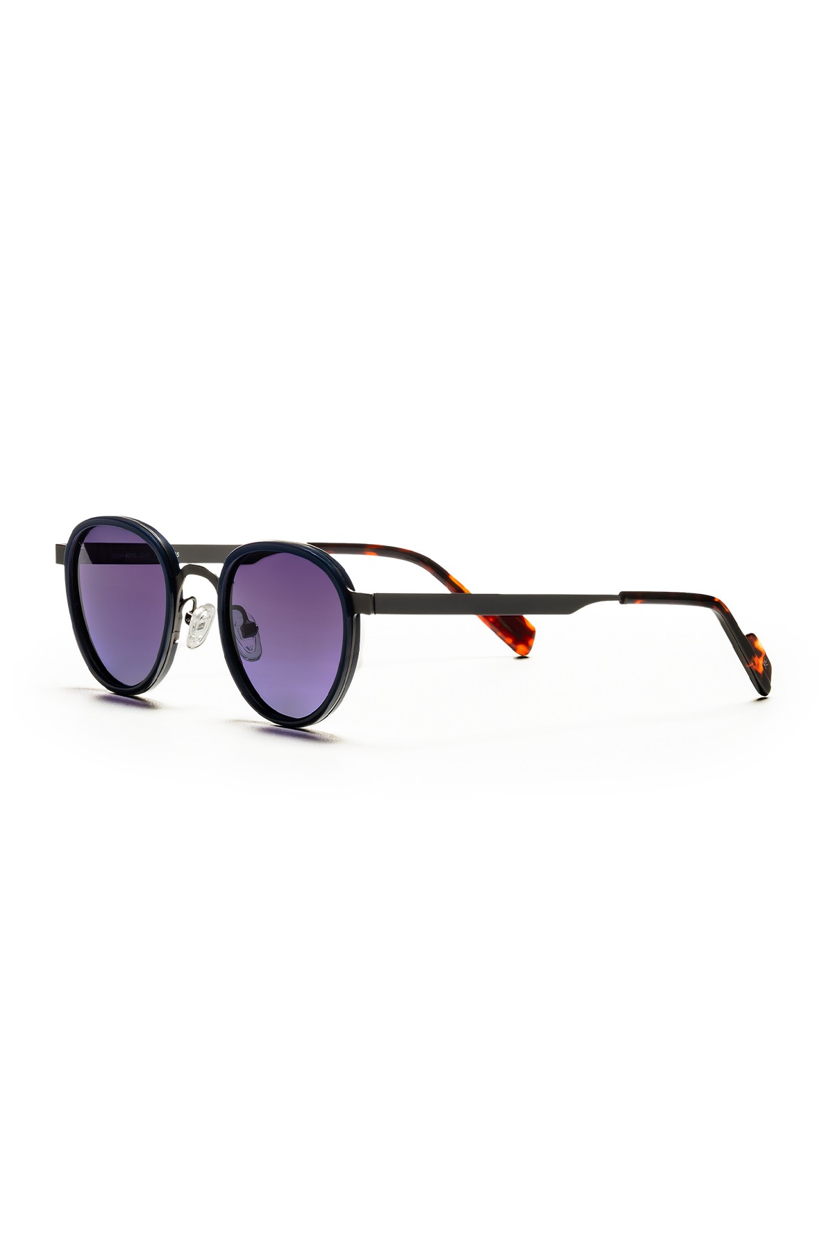 4010 | Yuvarlak Metal Polarize Unisex Güneş Gözlüğü - Lacivert/Gri
