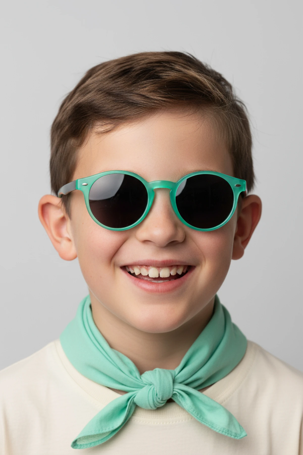 1058 ( 5-12 Yaş ) | Yuvarlak Kemik Çocuk Polarize Güneş Gözlüğü - Su Yeşili
