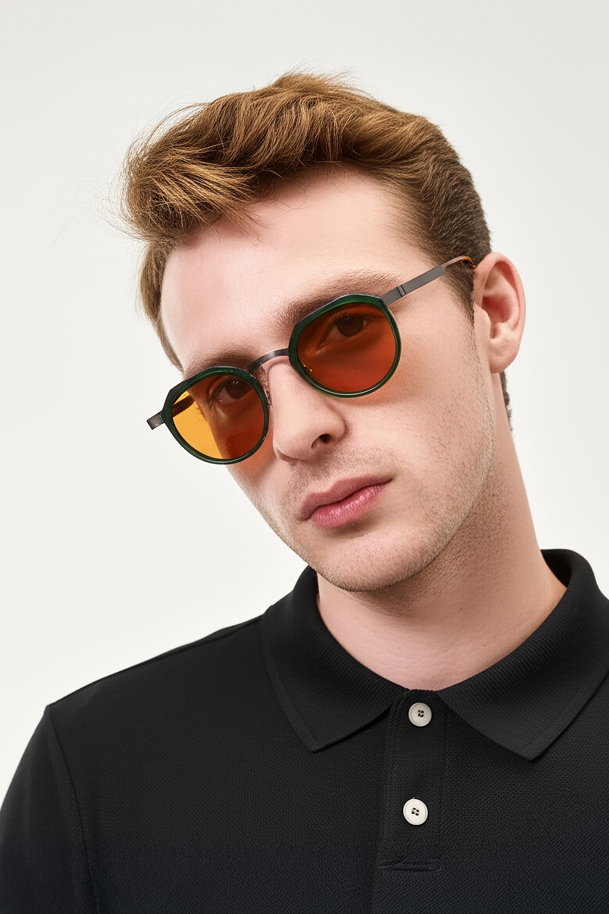 4008 | Yuvarlak Metal Polarize Unisex Güneş Gözlüğü - Yeşil/Kahverengi
