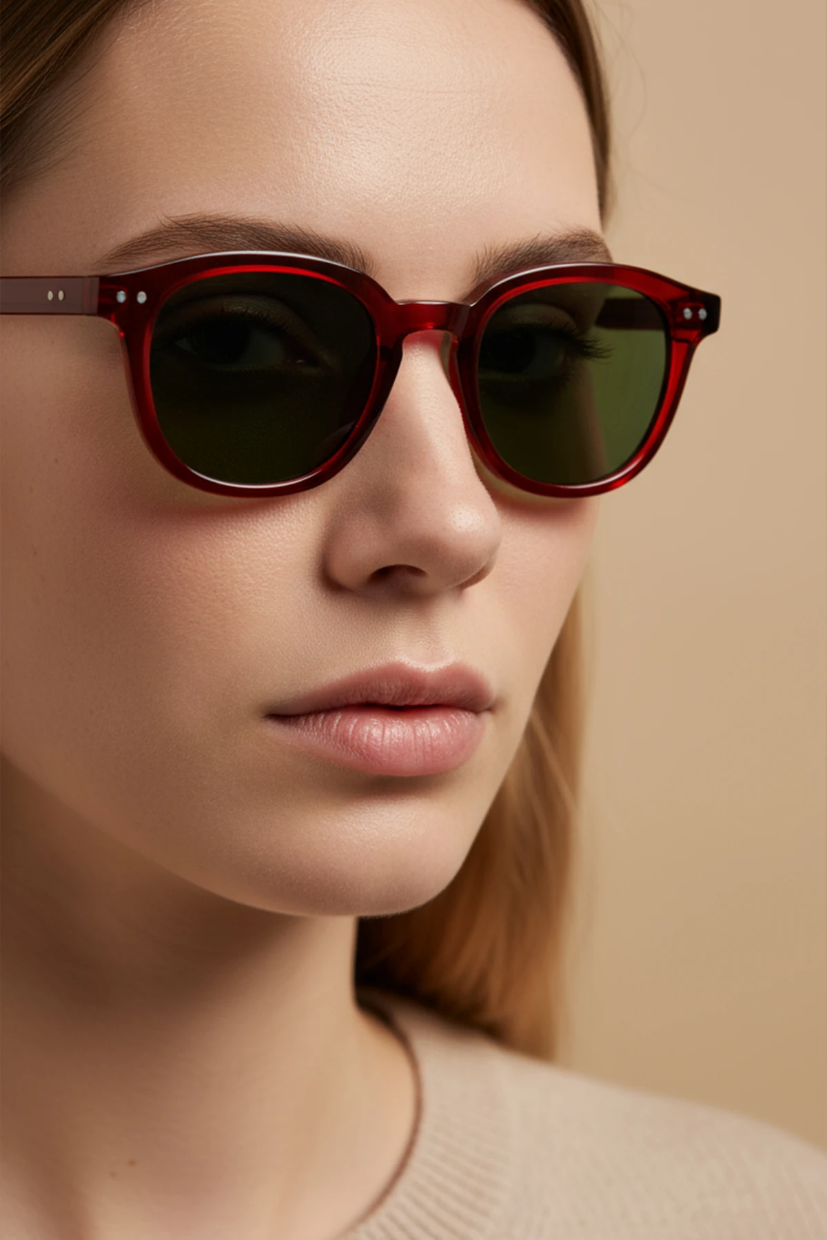 AVENTURİN-3000 | Kare Asetat UV400 Unisex Güneş Gözlüğü - Bordo